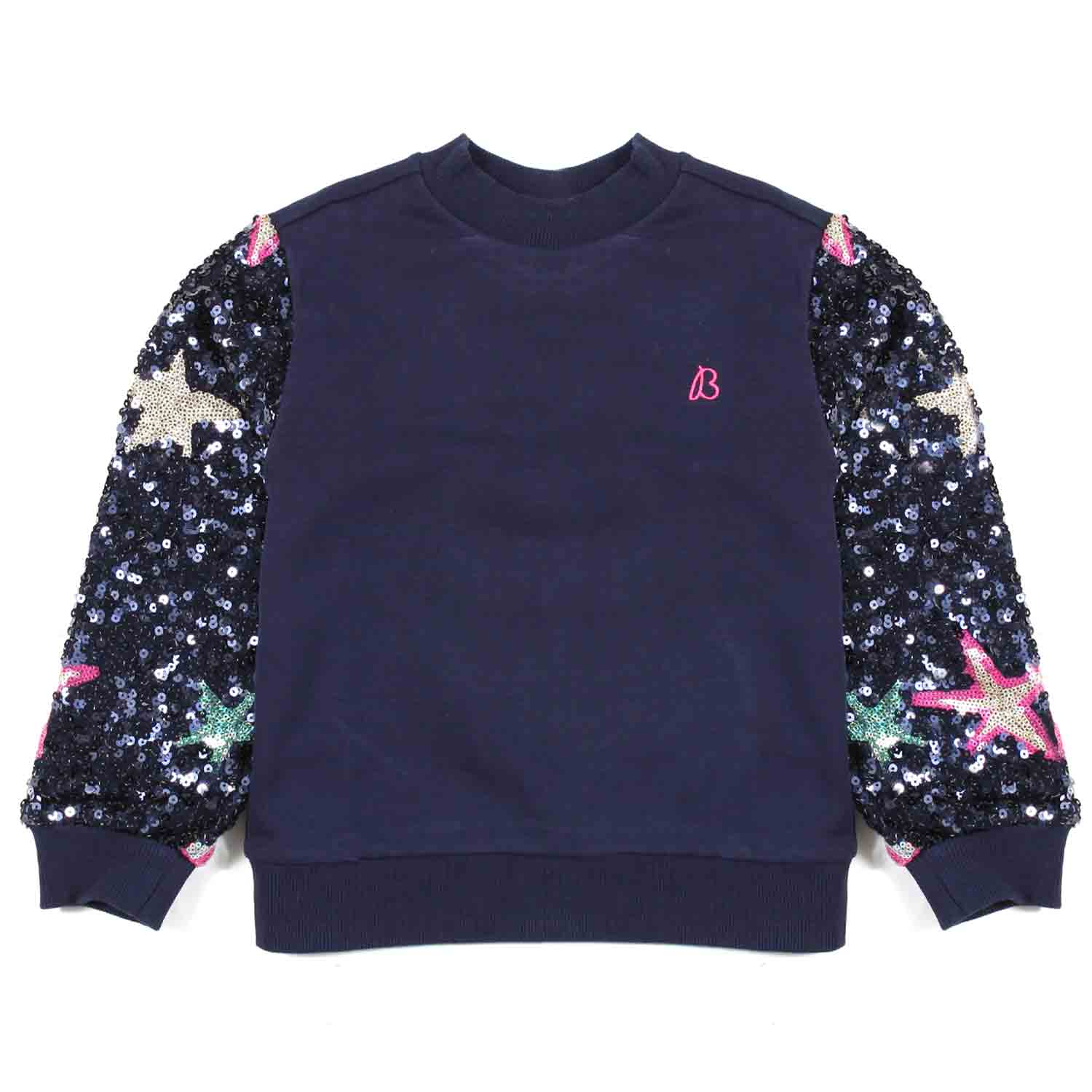 FELPA BLU CON PAILLETTES MULTICOLOR BAMBINA - annameglio.com abbigliamento moda