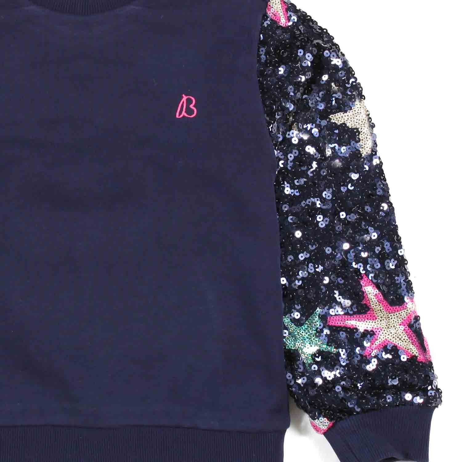 FELPA BLU CON PAILLETTES MULTICOLOR BAMBINA - annameglio.com abbigliamento moda