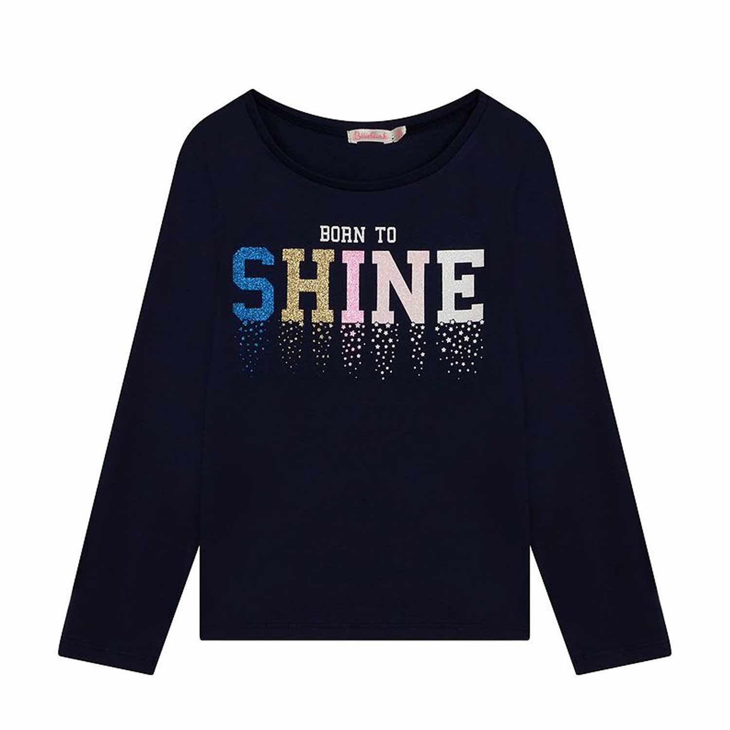 T-SHIRT MANICA LUNGA BLU NAVY E GLITTER BAMBINA - annameglio.com abbigliamento moda