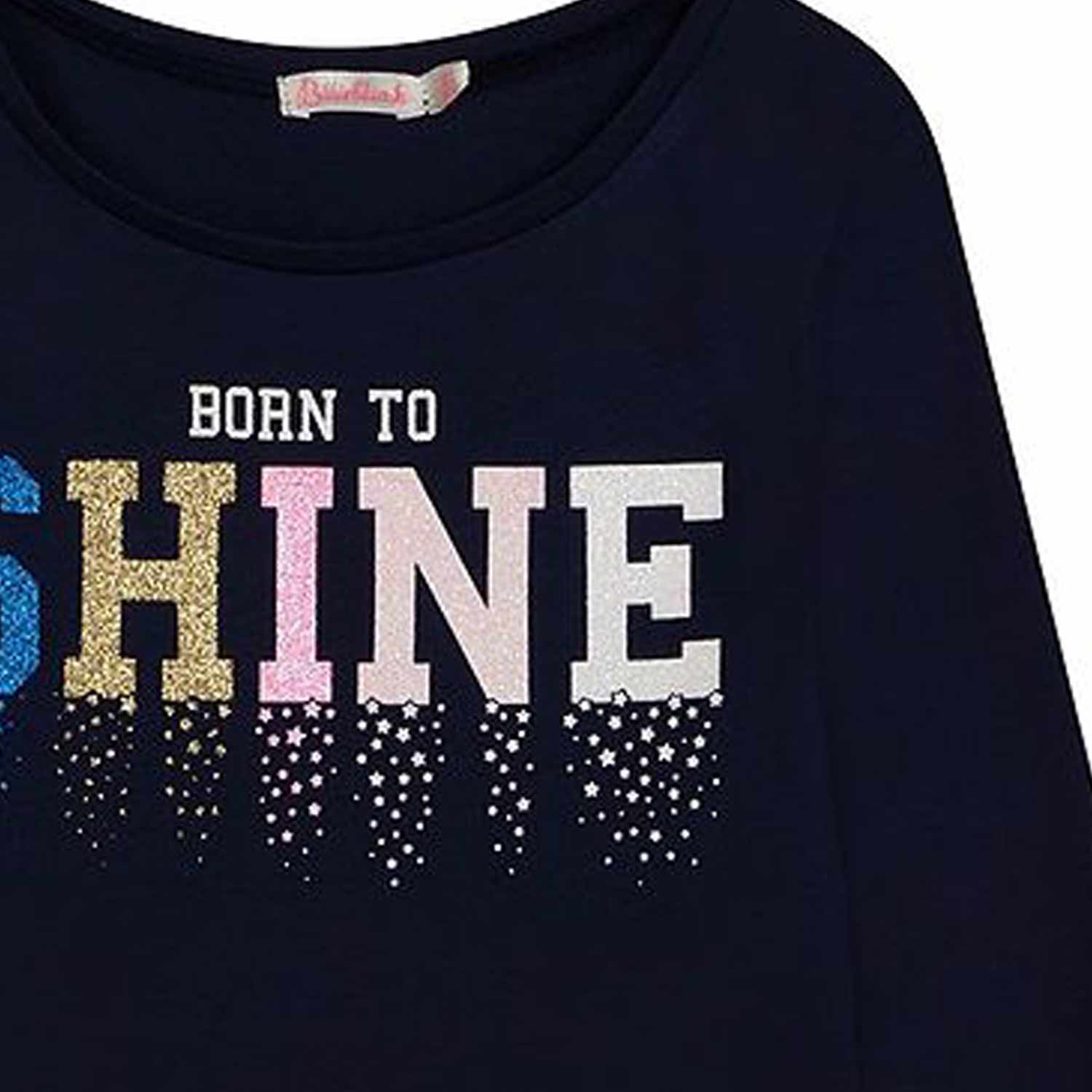 T-SHIRT MANICA LUNGA BLU NAVY E GLITTER BAMBINA - annameglio.com abbigliamento moda