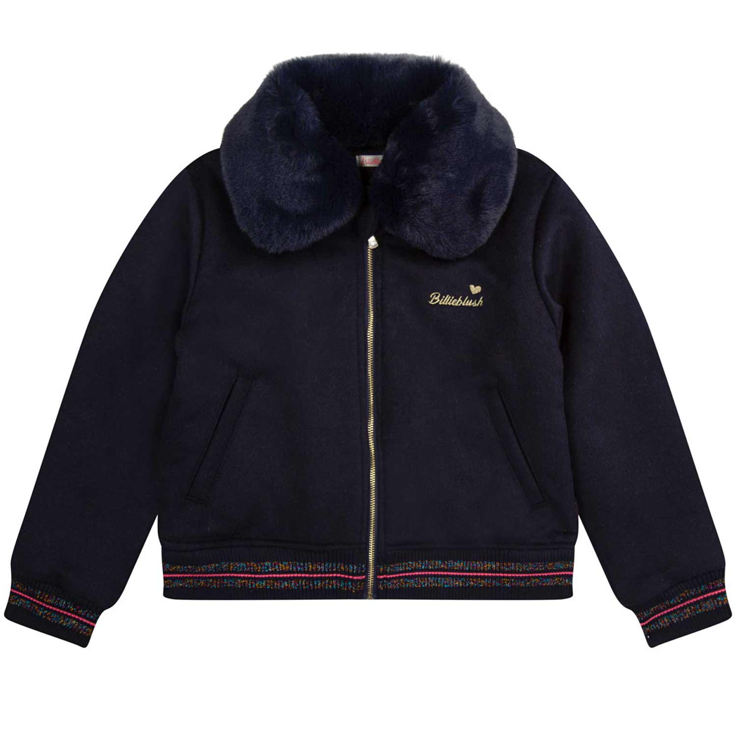 GIUBBOTTO BLU SCURO CON PAILLETTES MULTICOLOR - annameglio.com abbigliamento moda