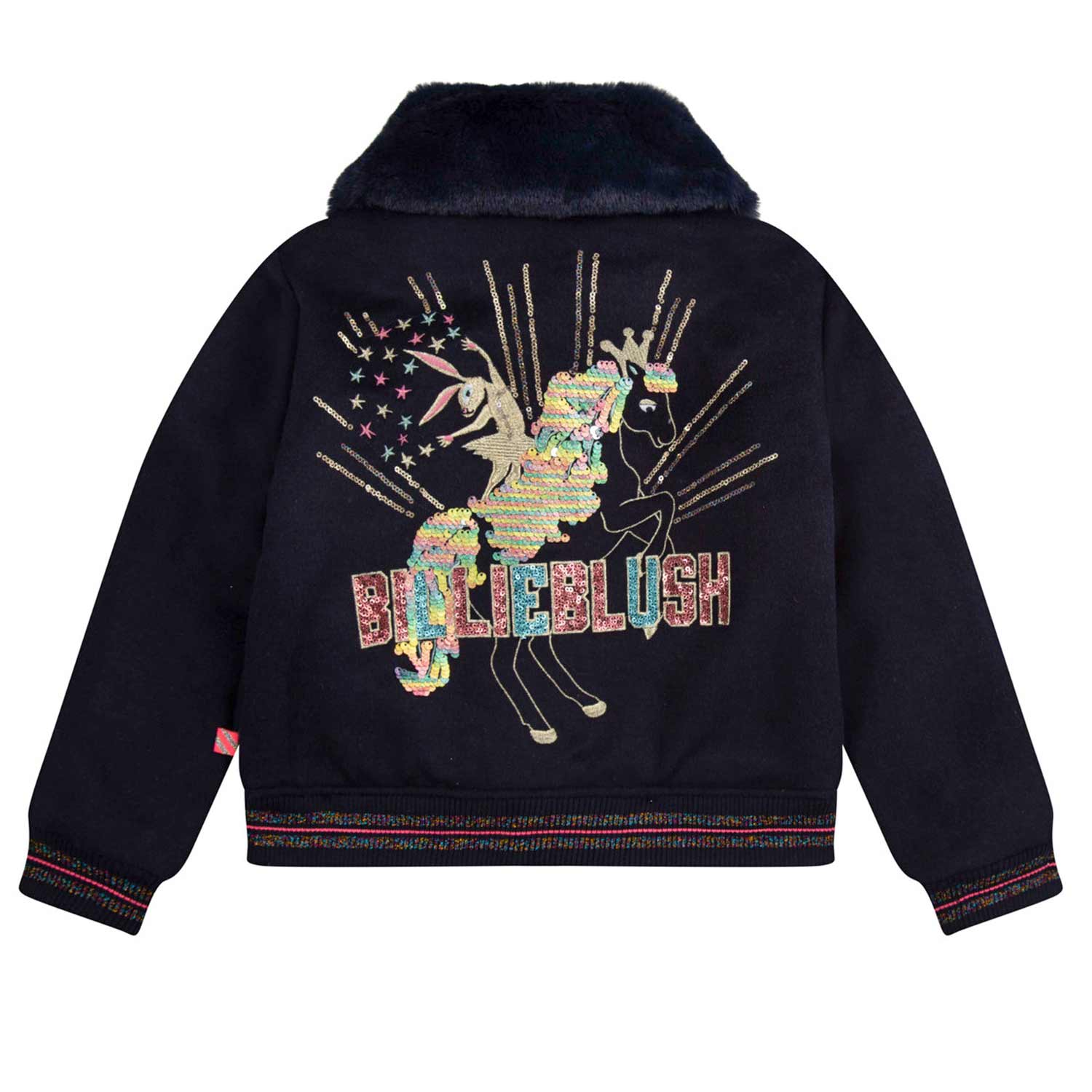 GIUBBOTTO BLU SCURO CON PAILLETTES MULTICOLOR - annameglio.com abbigliamento moda