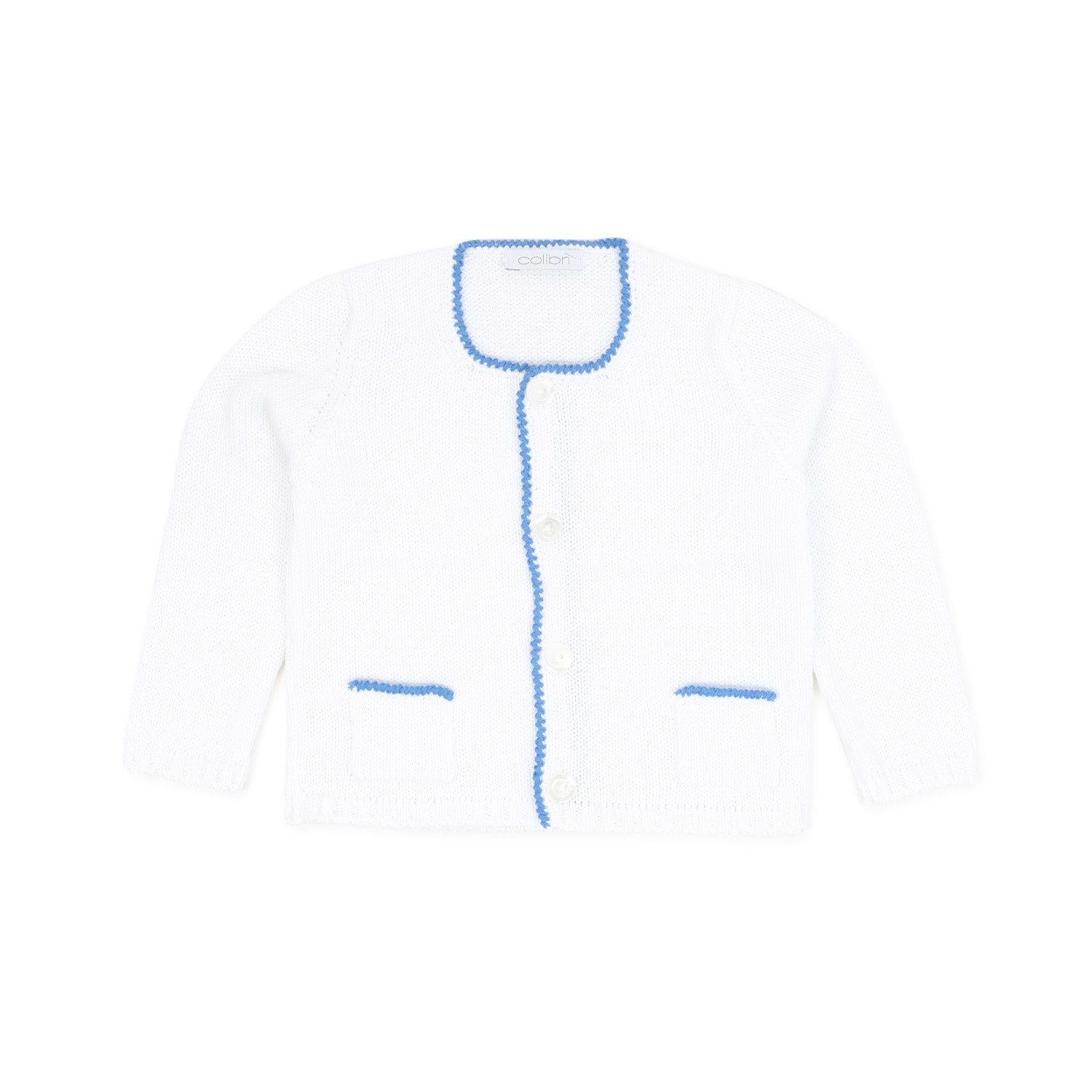 CARDIGAN BIANCO E AZZURRO BABY UNISEX - annameglio.com abbigliamento moda