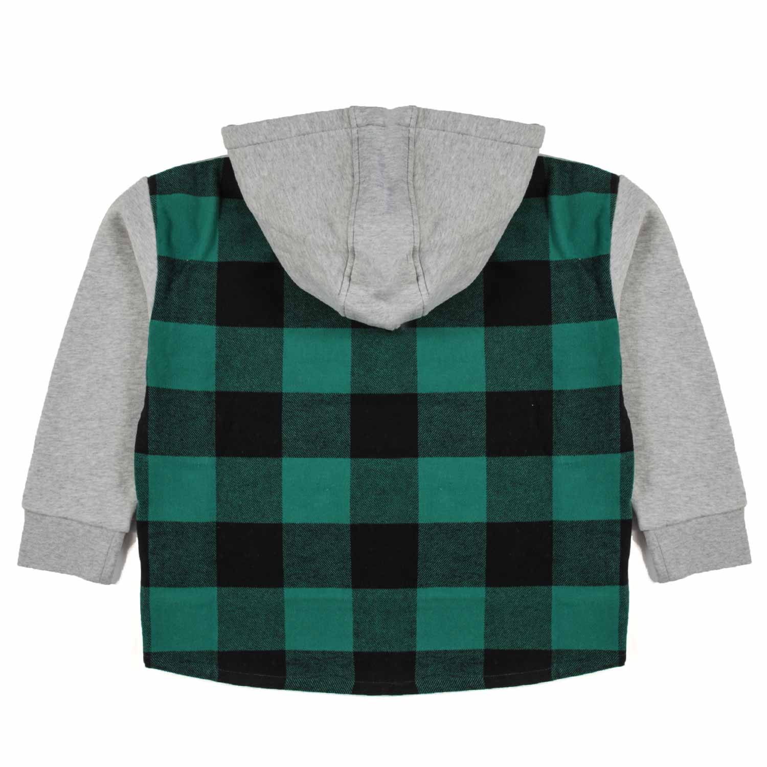 FELPA HOODIE GRIGIA CON PANNELLO CHECK VERDE - annameglio.com abbigliamento moda