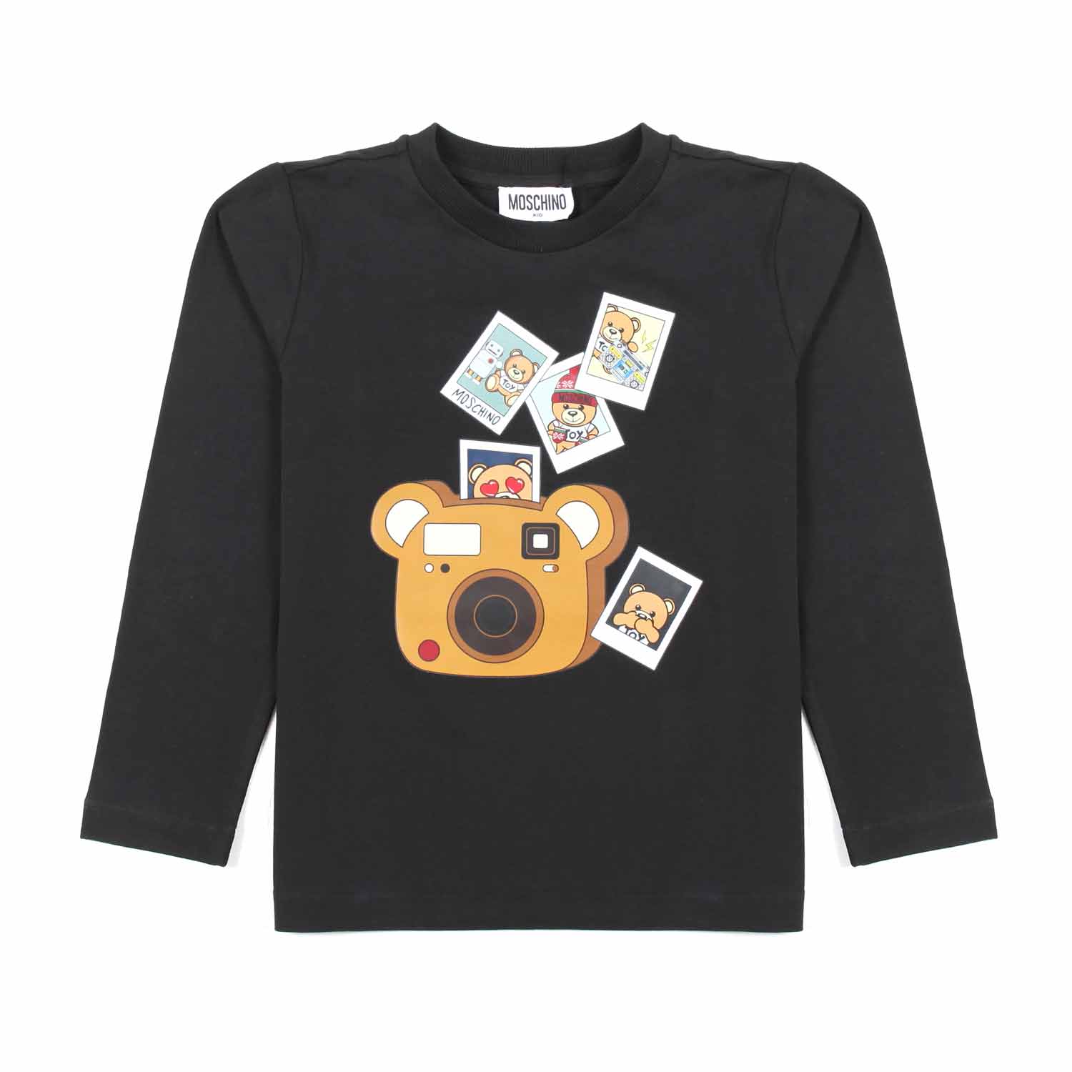 T-SHIRT MANICA LUNGA NERA CON STAMPE TEDDY BEAR - annameglio.com abbigliamento moda