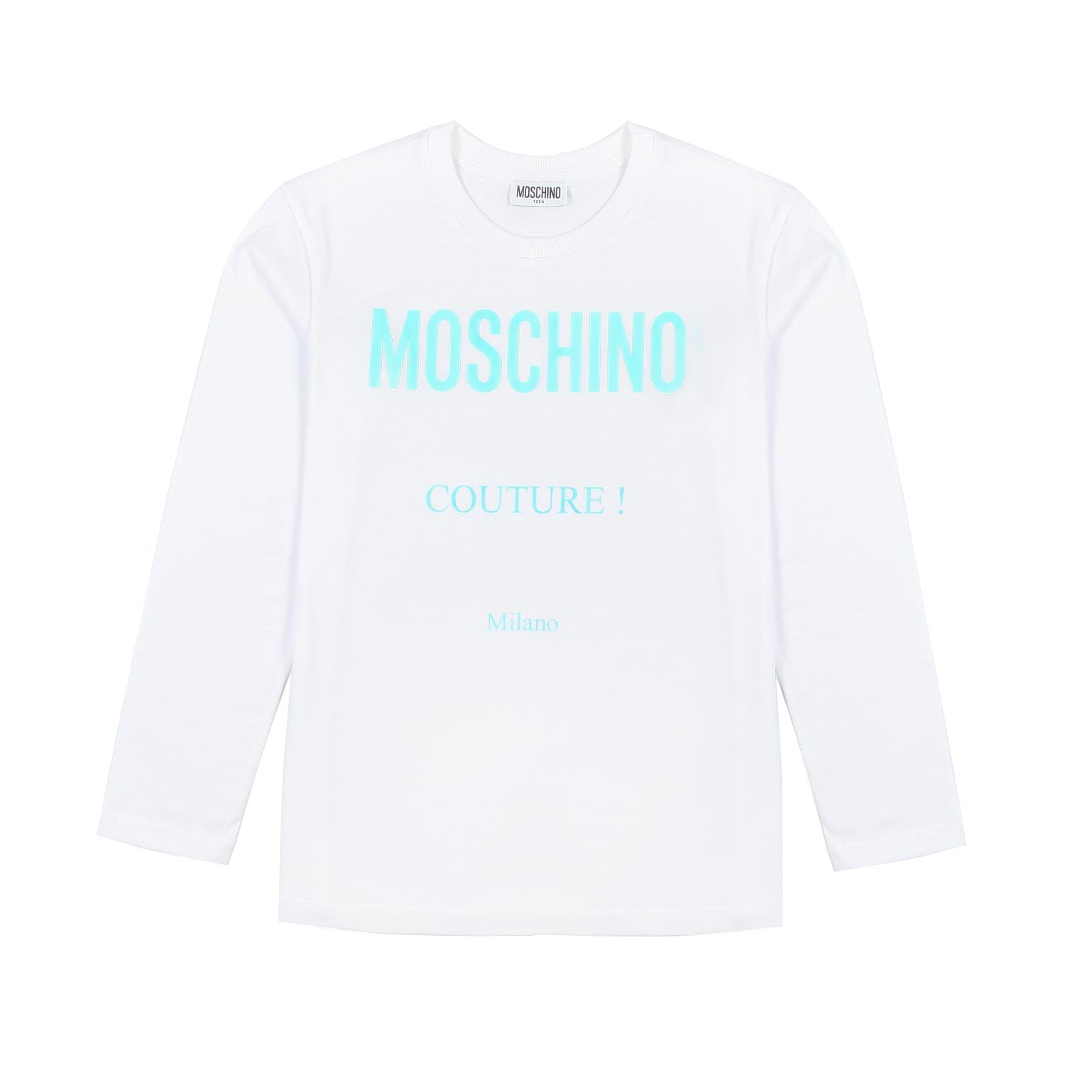 T-SHIRT MANICA LUNGA BIANCA E TURCHESE - annameglio.com abbigliamento moda