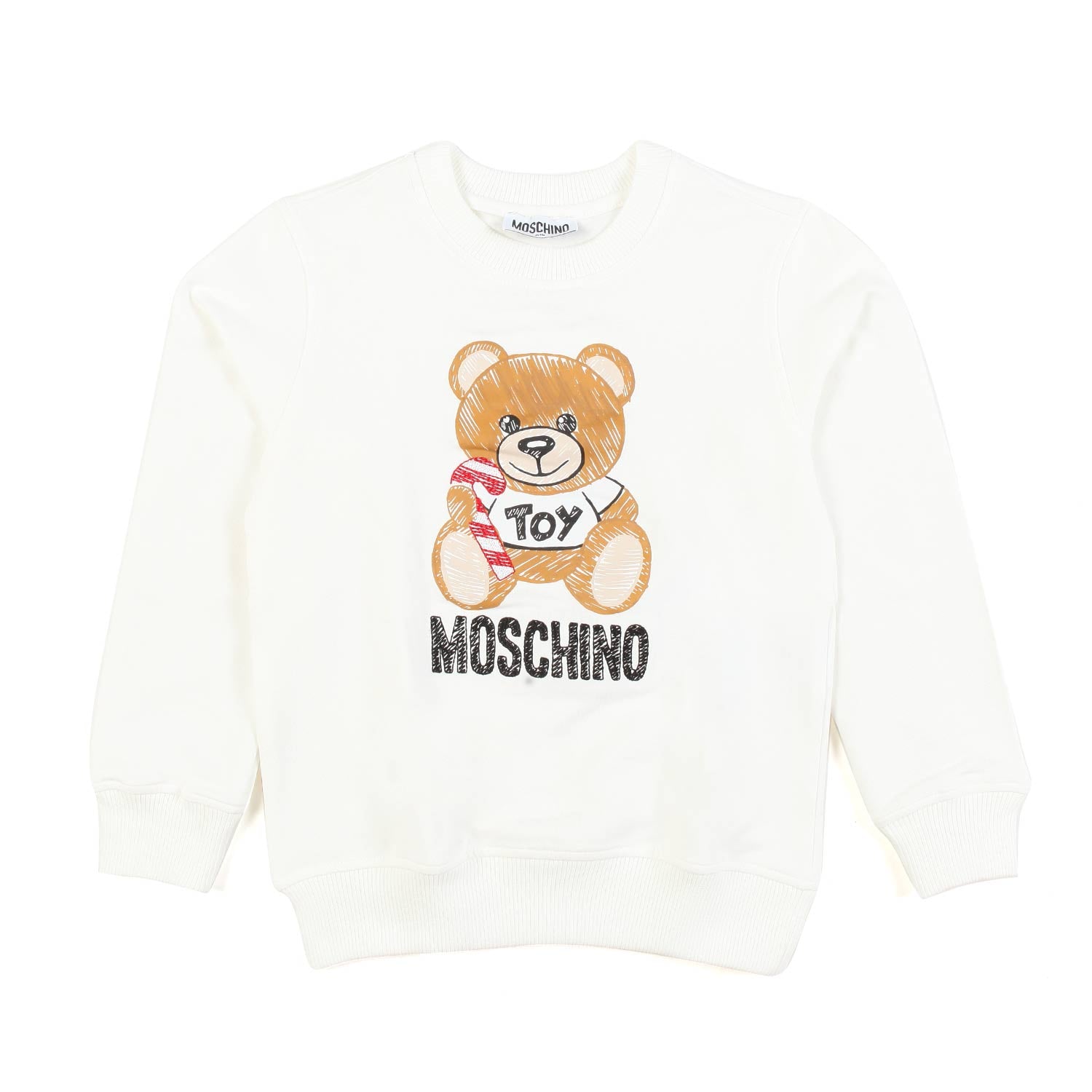 FELPA BIANCA CON ORSACCHIOTTO BAMBINO E BAMBINA - annameglio.com abbigliamento moda