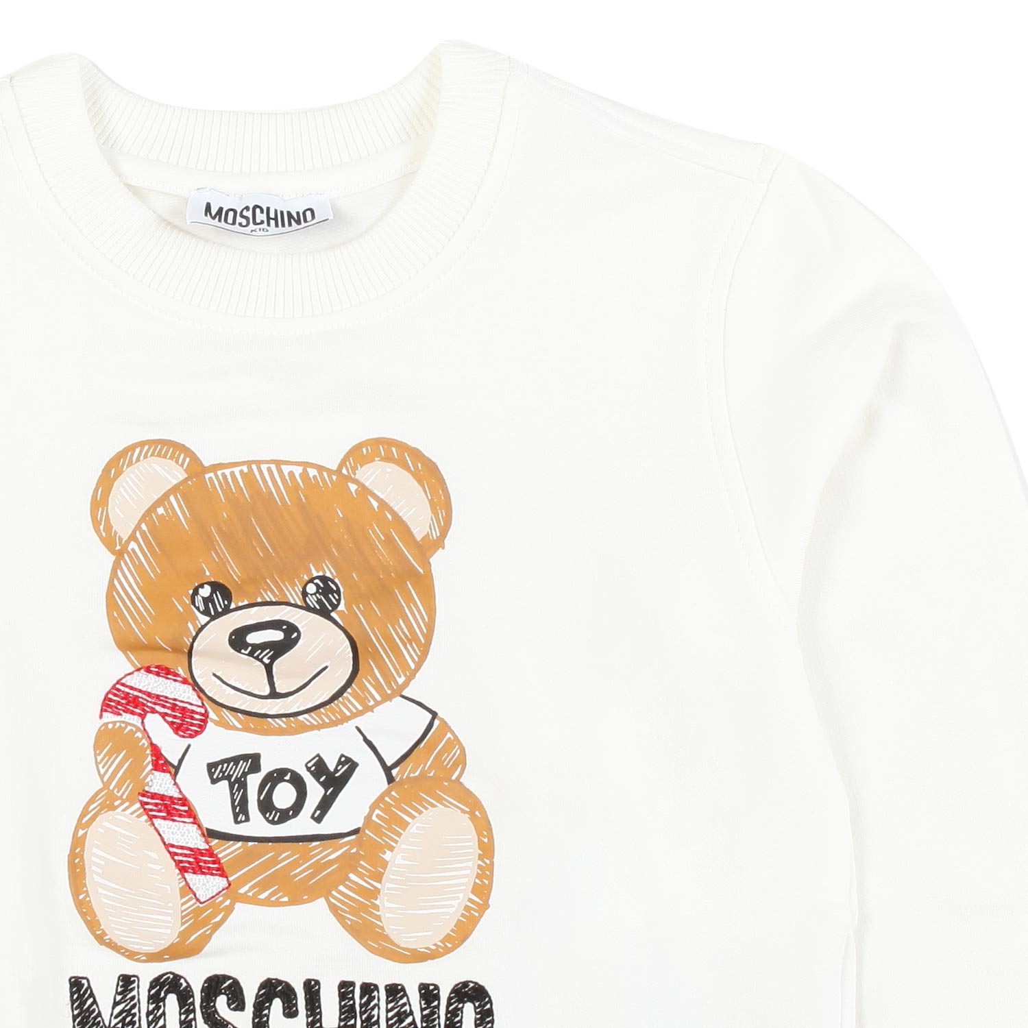 FELPA BIANCA CON ORSACCHIOTTO BAMBINO E BAMBINA - annameglio.com abbigliamento moda