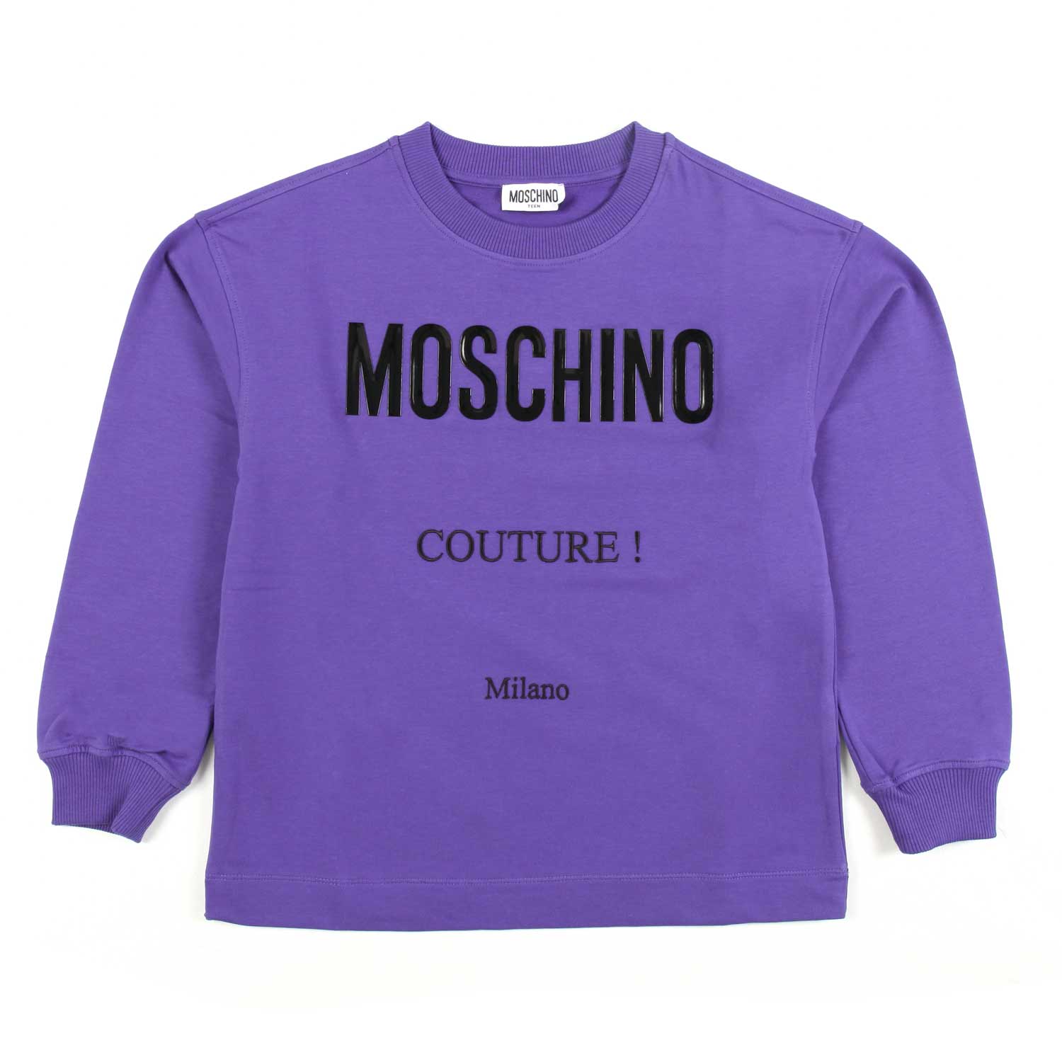 FELPA VIOLA CON LOGHI NERI BAMBINO E BAMBINA - annameglio.com abbigliamento moda