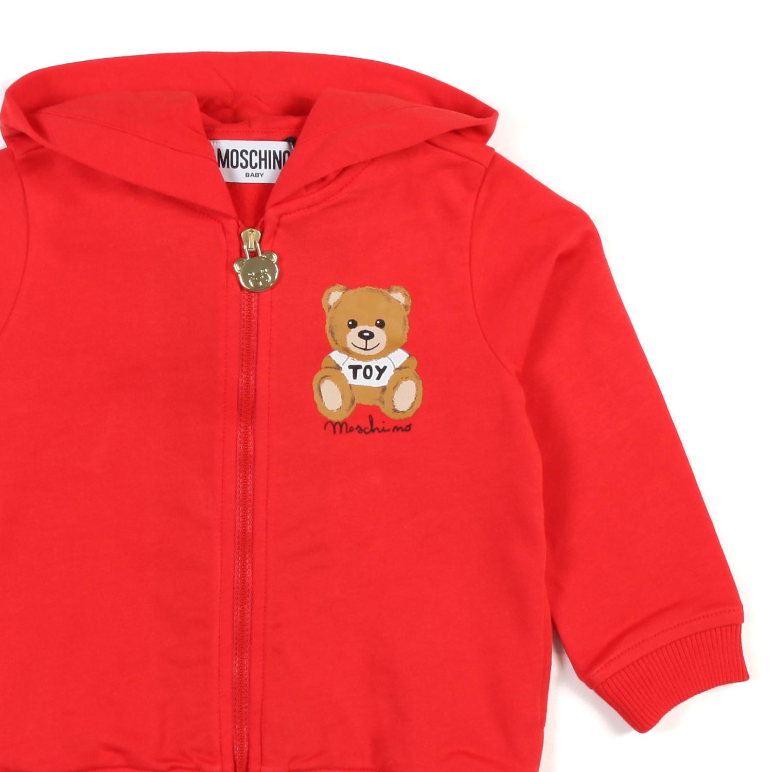 FELPA BABY ROSSA CON CAPPUCCIO E TEDDY BEAR - annameglio.com abbigliamento moda
