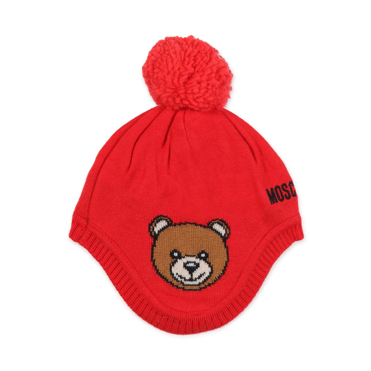 CAPPELLO BABY A CUFFIA ROSSO CON TEDDY BEAR - annameglio.com abbigliamento moda