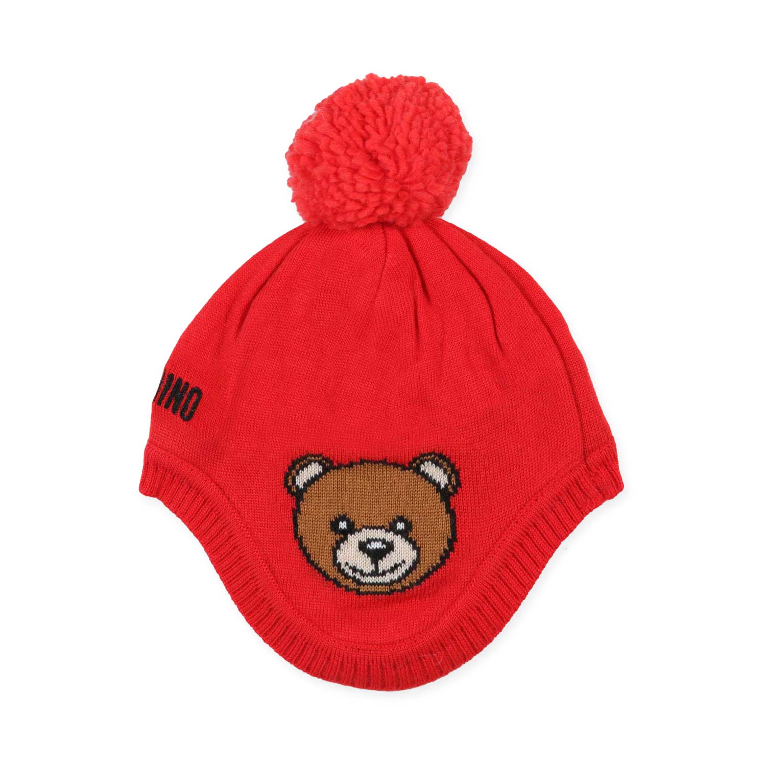 CAPPELLO BABY A CUFFIA ROSSO CON TEDDY BEAR - annameglio.com abbigliamento moda