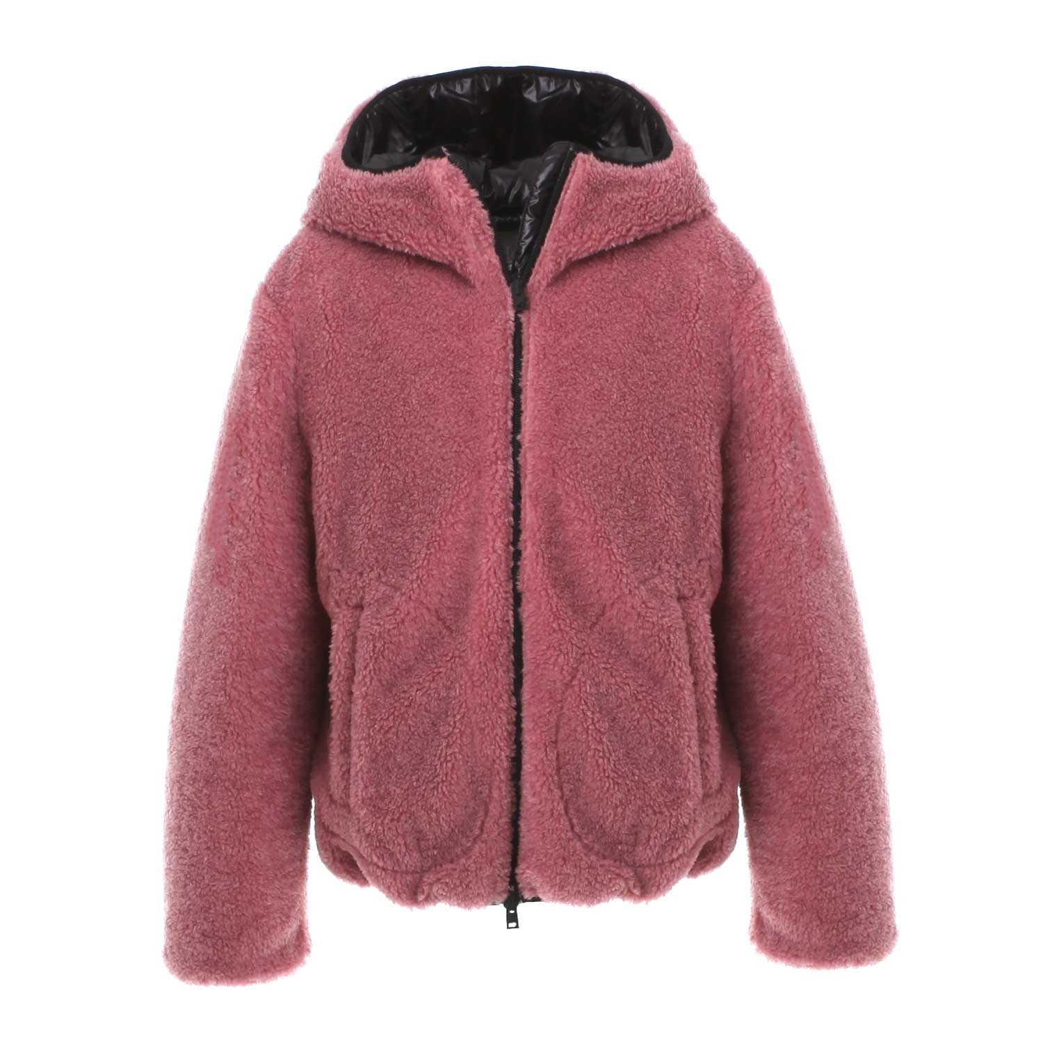 GIUBBOTTO IN ECO-SHEARLING COLOR MOSTO E NERO - annameglio.com abbigliamento moda