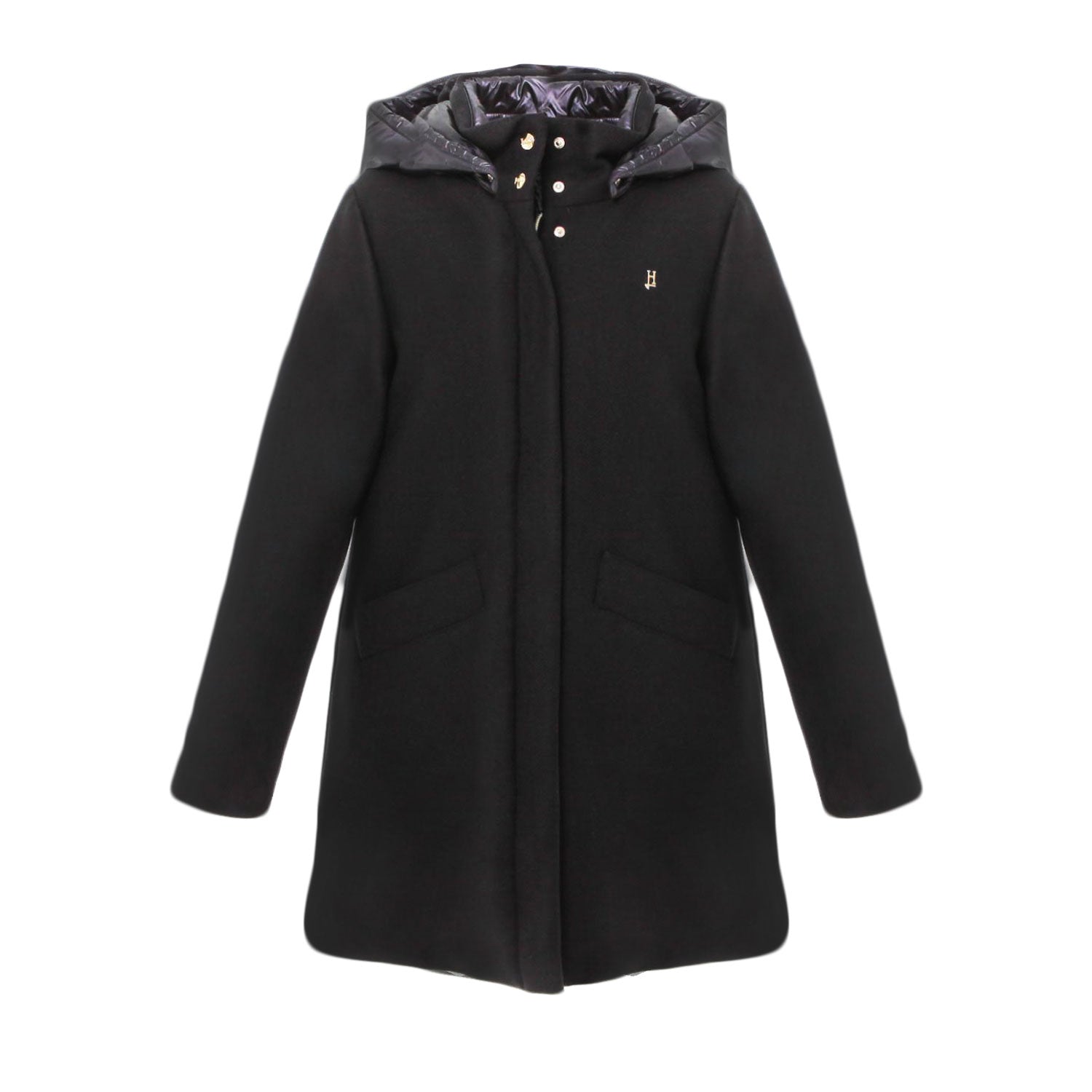 CAPPOTTO NERO DI LANA E NYLON BAMBINA E TEENAGER - annameglio.com abbigliamento moda