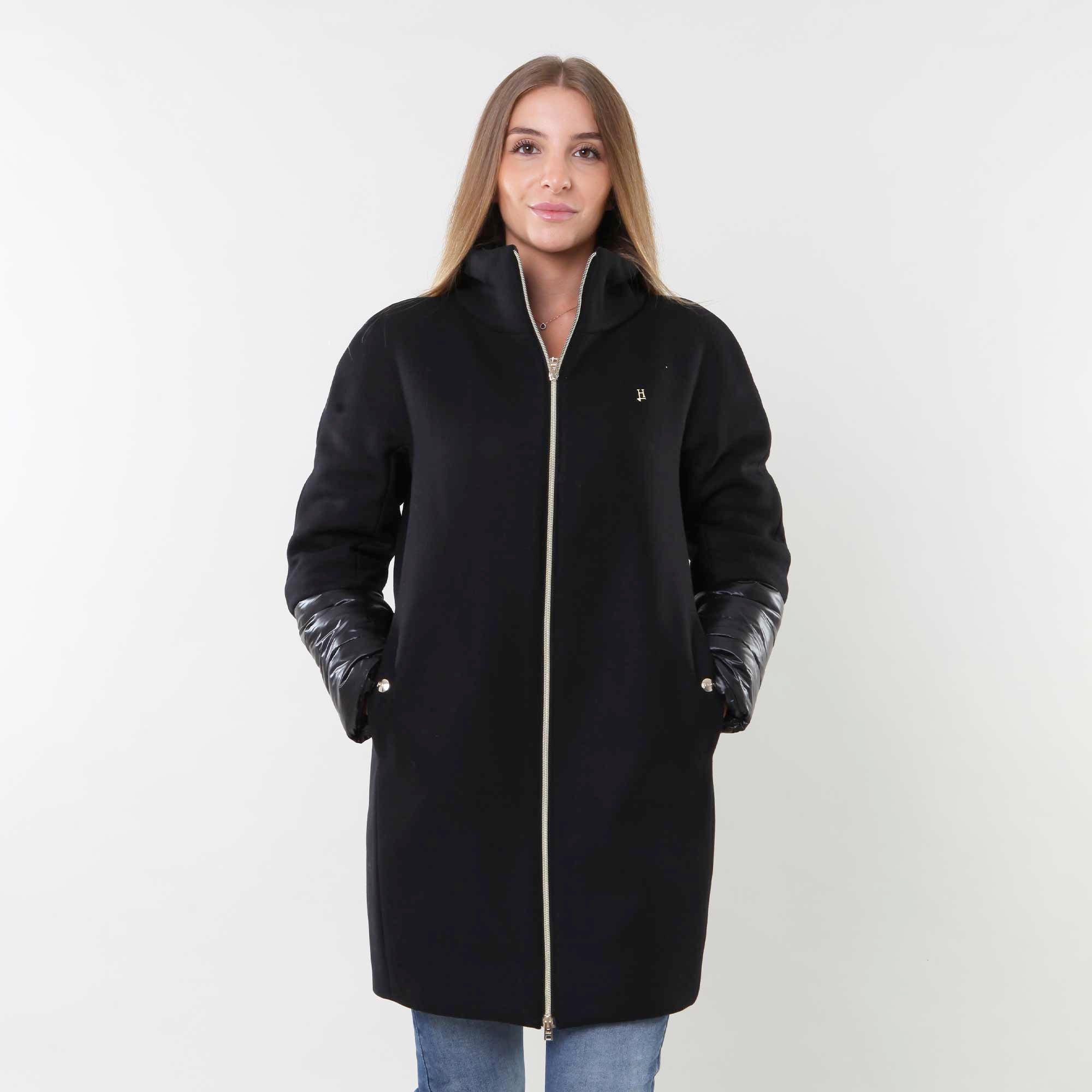 CAPPOTTO NERO IN TWILL DI LANA E NYLON - annameglio.com abbigliamento moda