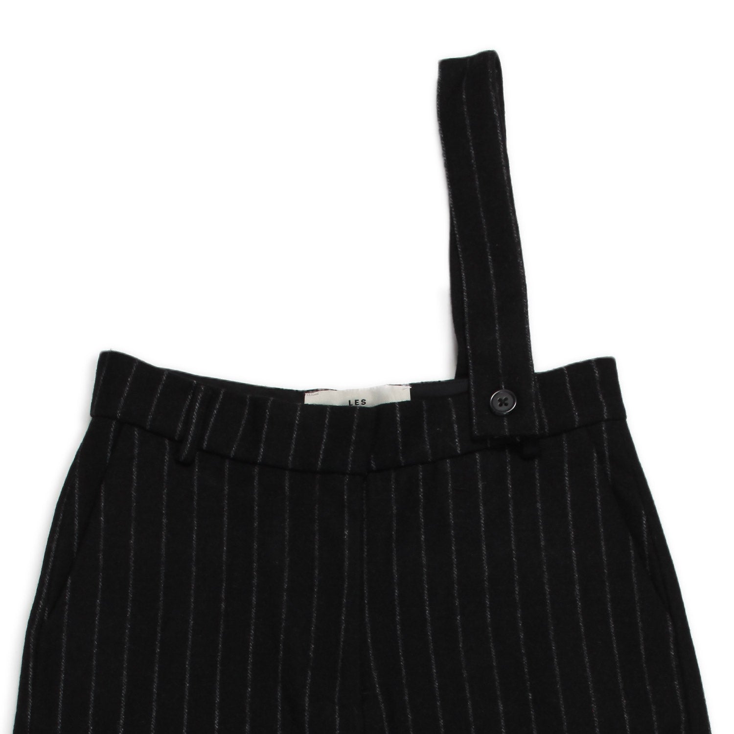 PANTALONE NERO GESSATO CON BRETELLA - annameglio.com abbigliamento moda