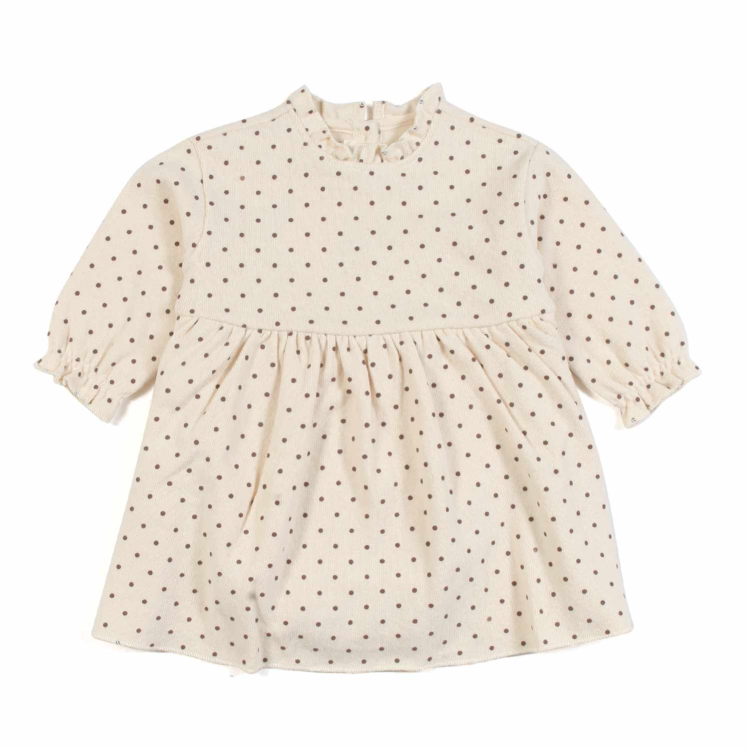 MINI ABITO PANNA CON POIS MARRONI NEONATA - annameglio.com abbigliamento moda