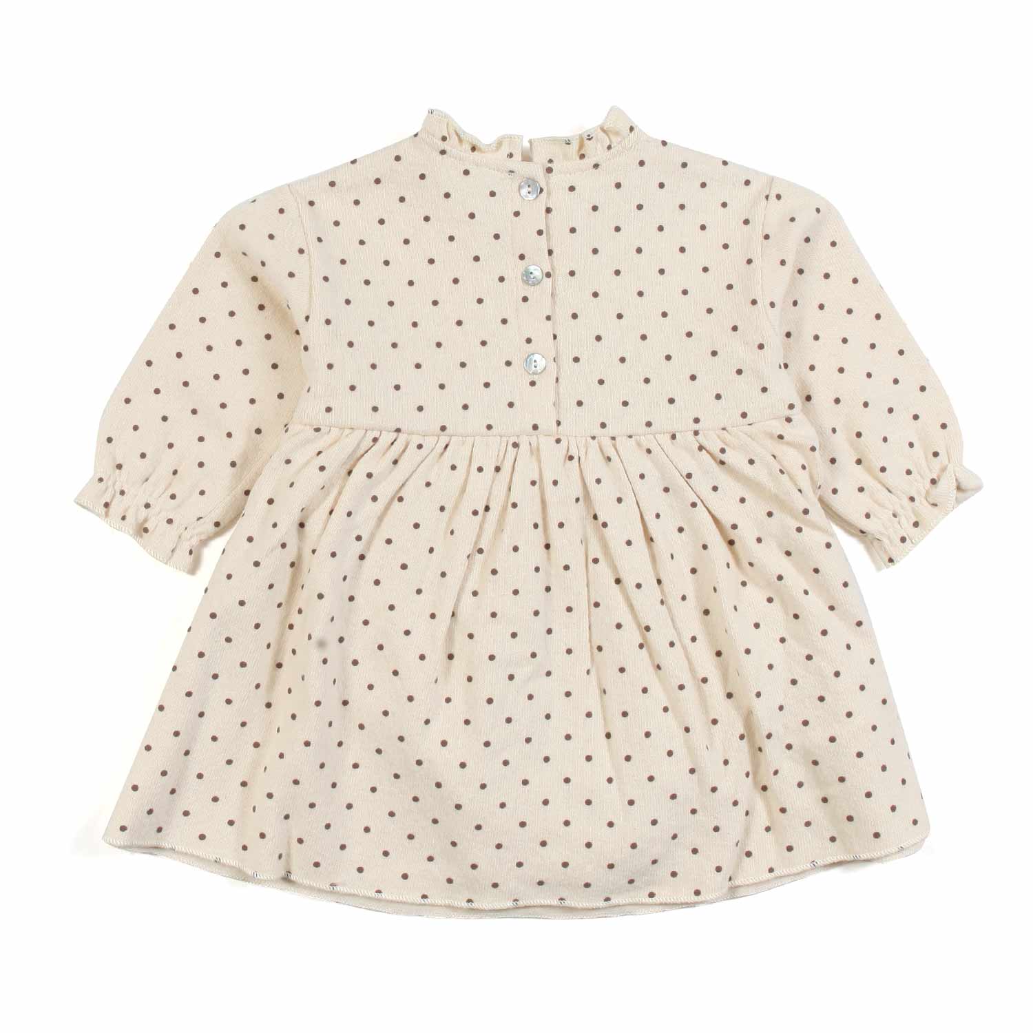 MINI ABITO PANNA CON POIS MARRONI NEONATA - annameglio.com abbigliamento moda