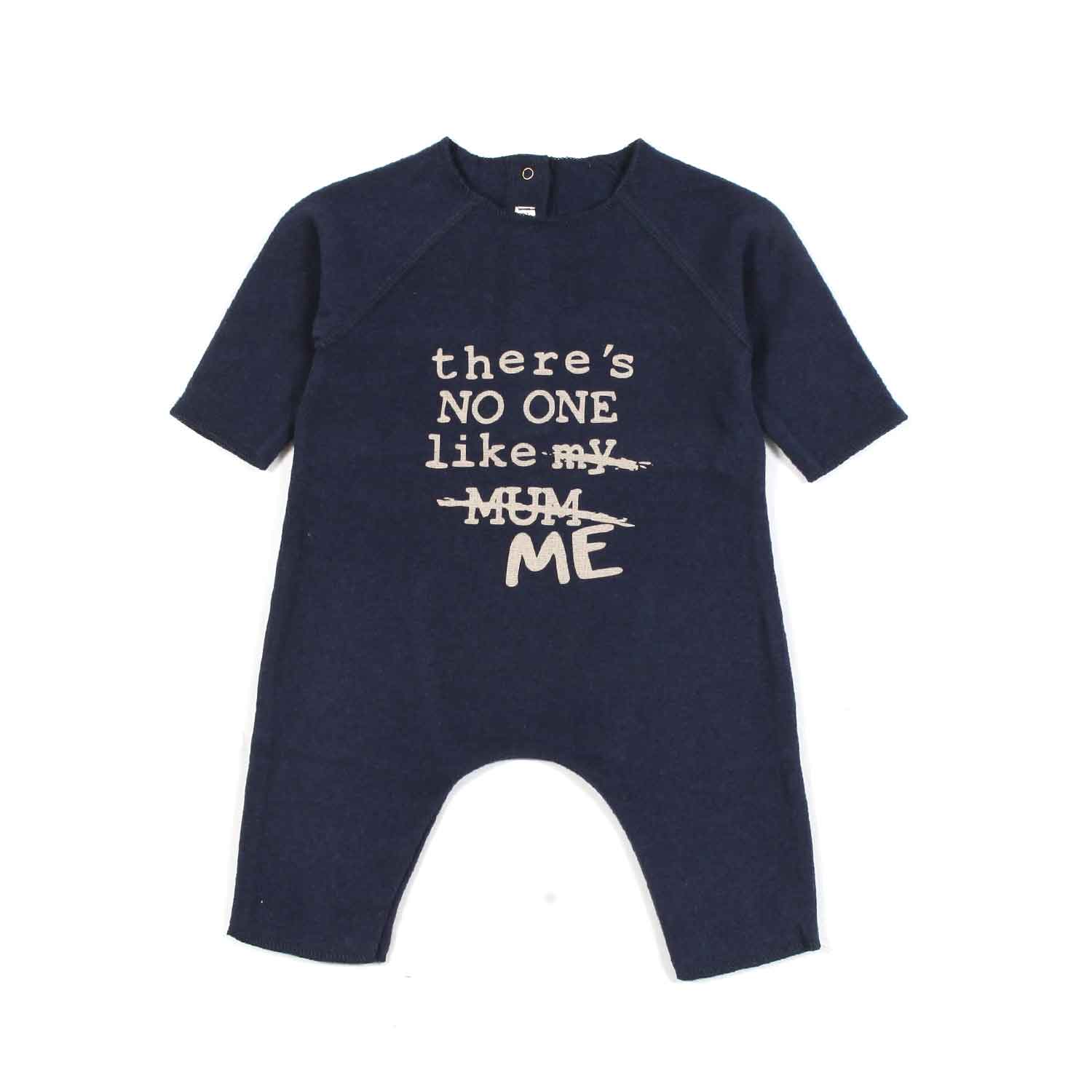 TUTINA UNISEX BLU NAVY CON STAMPA BIANCO NATURALE - annameglio.com abbigliamento moda