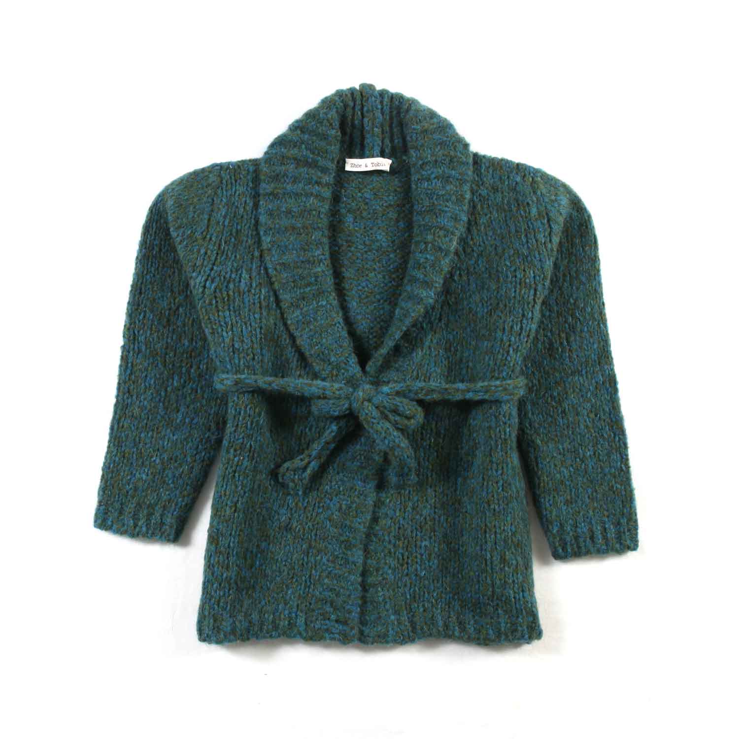 CARDIGAN MELANGE VERDE E AZZURRO BAMBINA - annameglio.com abbigliamento moda