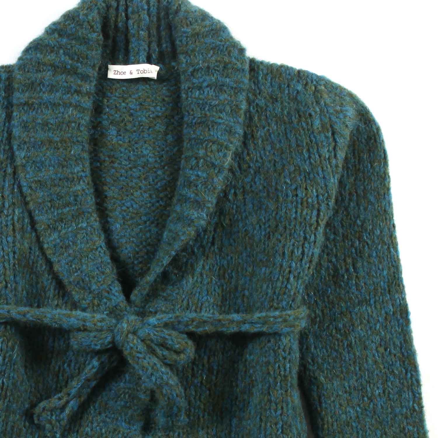 CARDIGAN MELANGE VERDE E AZZURRO BAMBINA - annameglio.com abbigliamento moda