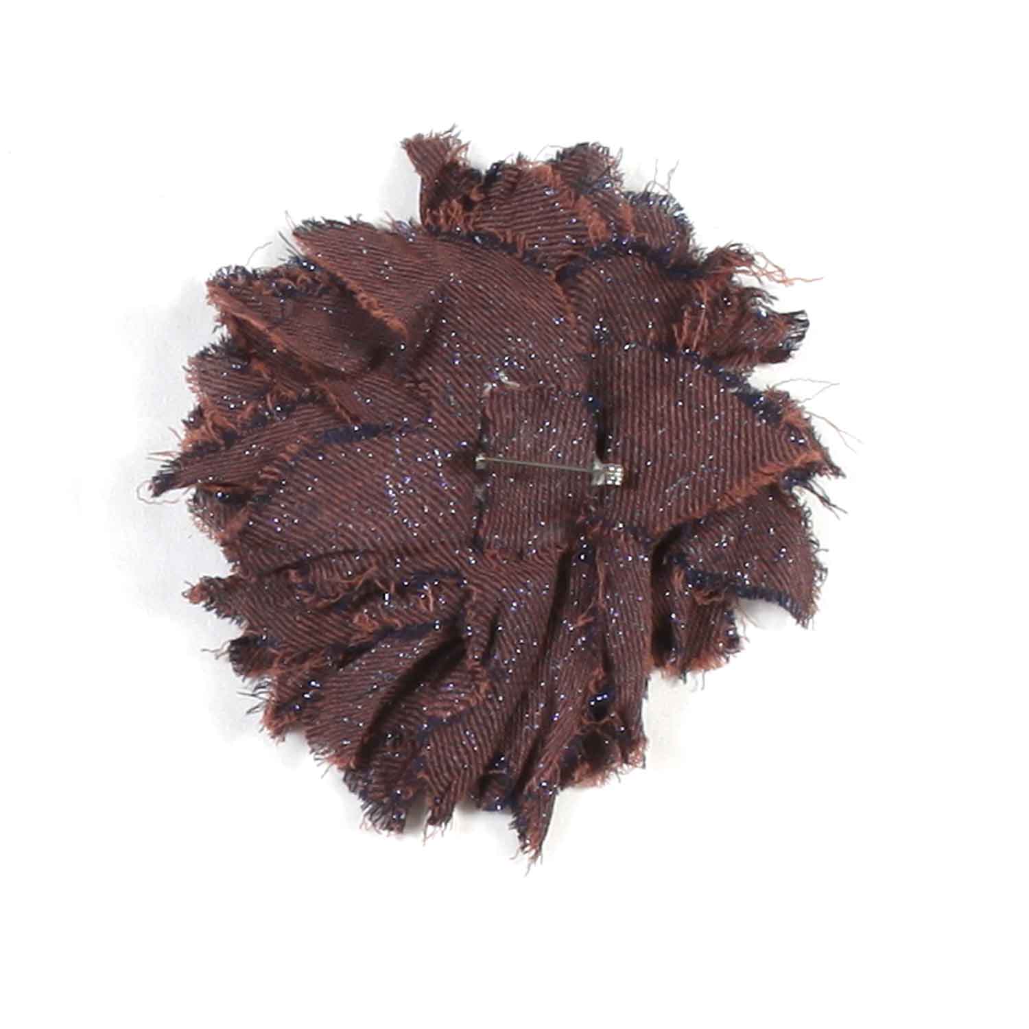 SPILLA FIORE MARRONE CON GLITTER BLU - annameglio.com abbigliamento moda