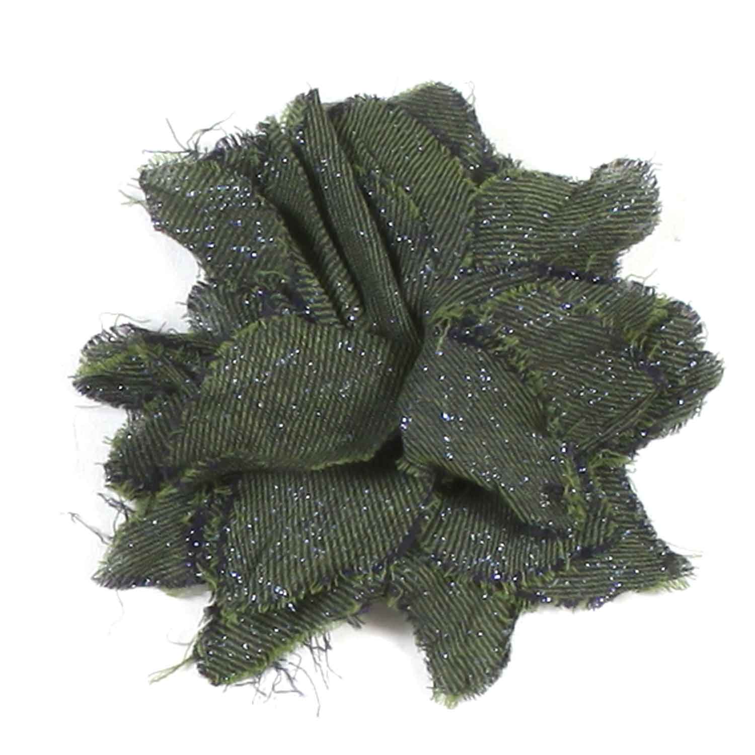 SPILLA FIORE VERDE CON GLITTER BLU - annameglio.com abbigliamento moda