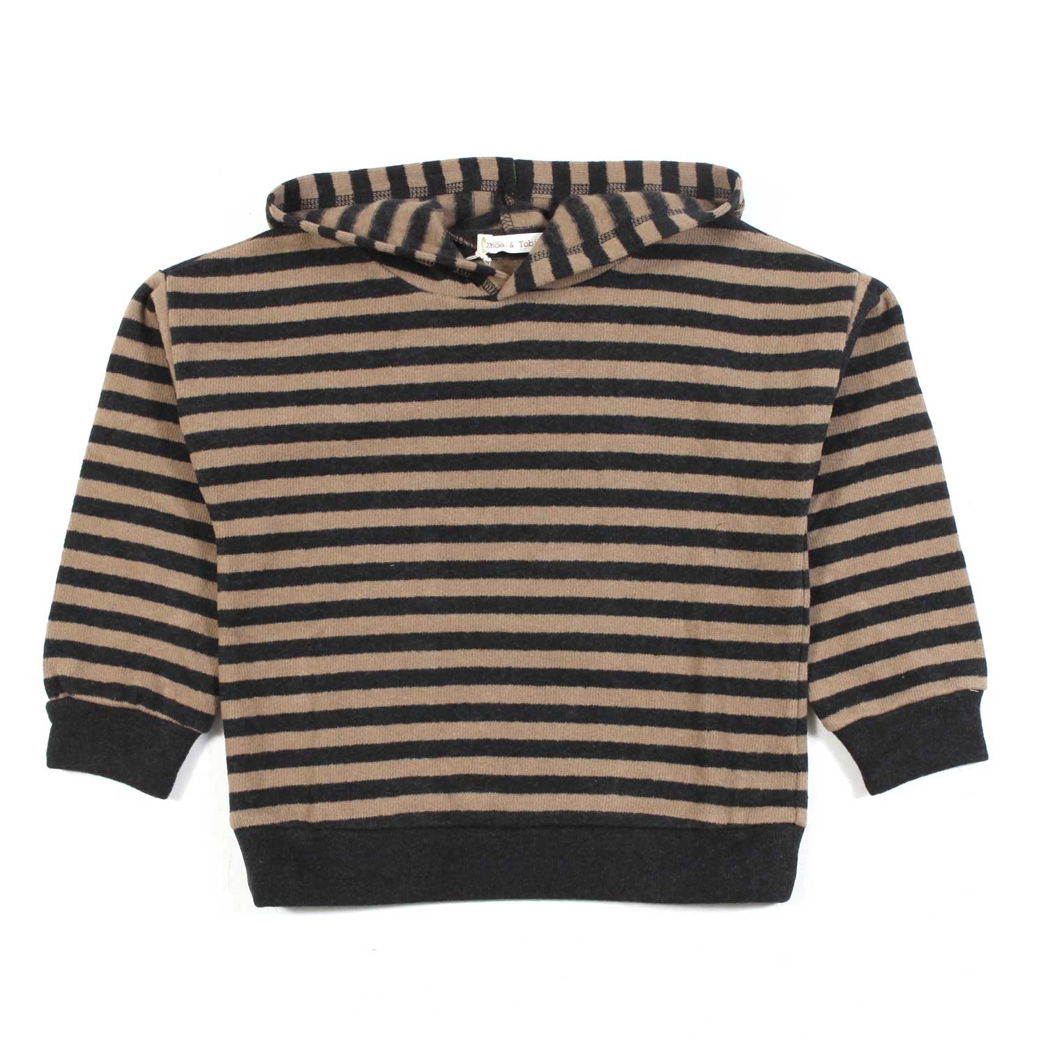 MAGLIA HOODIE UNISEX ANTRACITE E TORTORA A RIGHE - annameglio.com abbigliamento moda