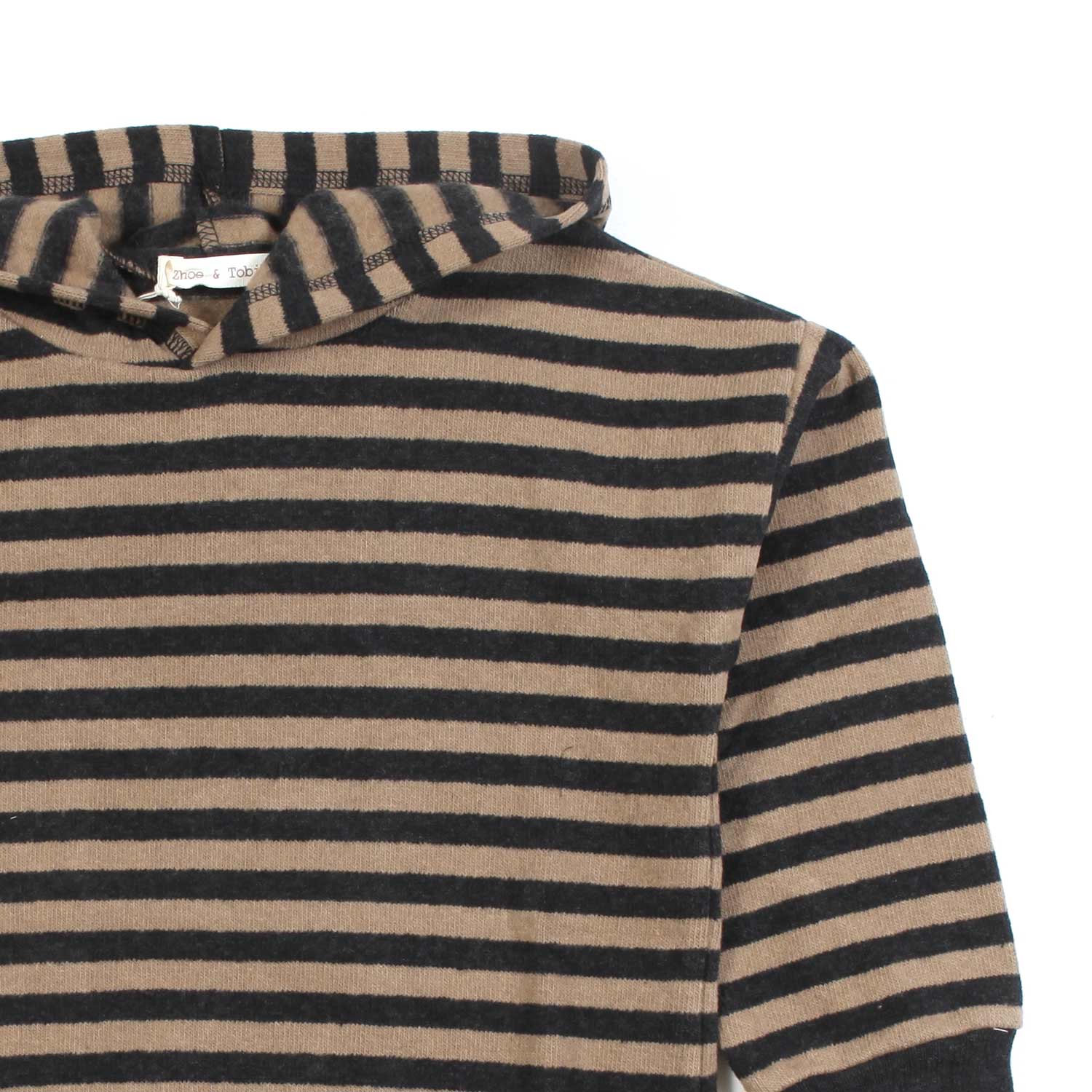 MAGLIA HOODIE UNISEX ANTRACITE E TORTORA A RIGHE - annameglio.com abbigliamento moda