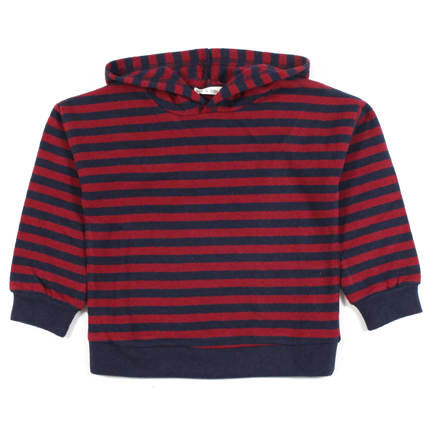 MAGLIA UNISEX ROSSA E BLU A RIGHE CON CAPPUCCIO - annameglio.com abbigliamento moda