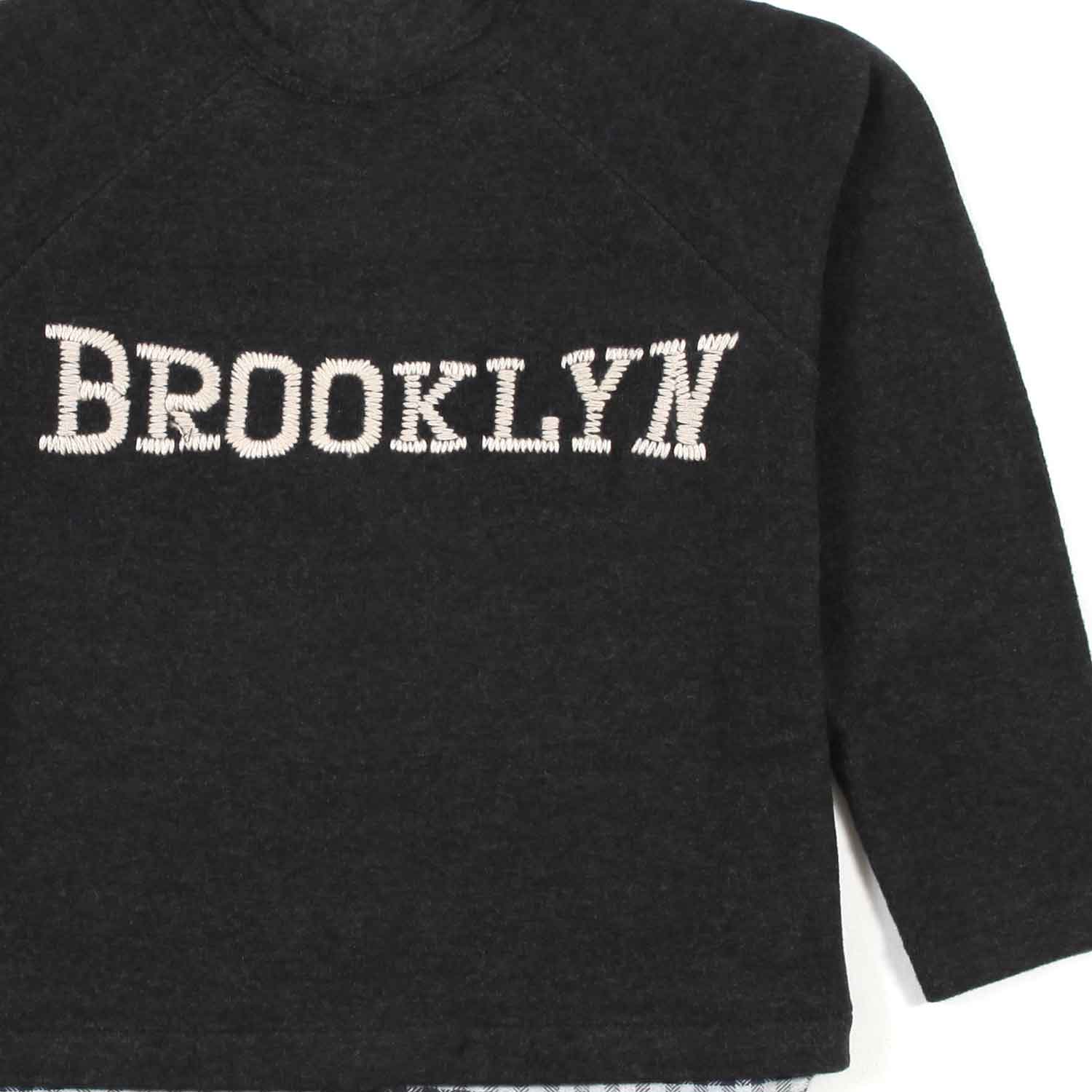 MAGLIA ANTRACITE CON DETTAGLI VICHY BAMBINA - annameglio.com abbigliamento moda