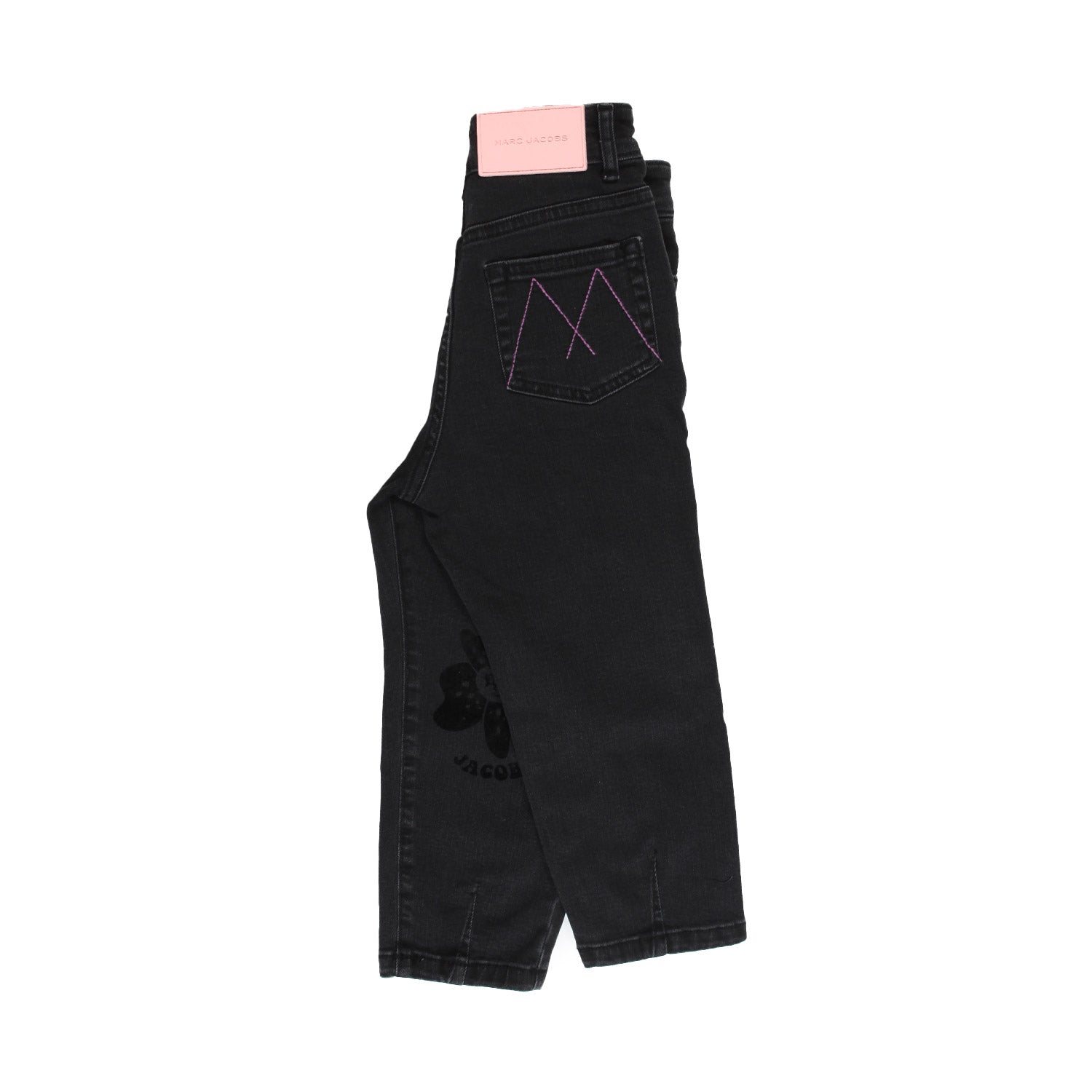 JEANS NERO CON FIORI FLOCCATI BAMBINA - annameglio.com abbigliamento moda