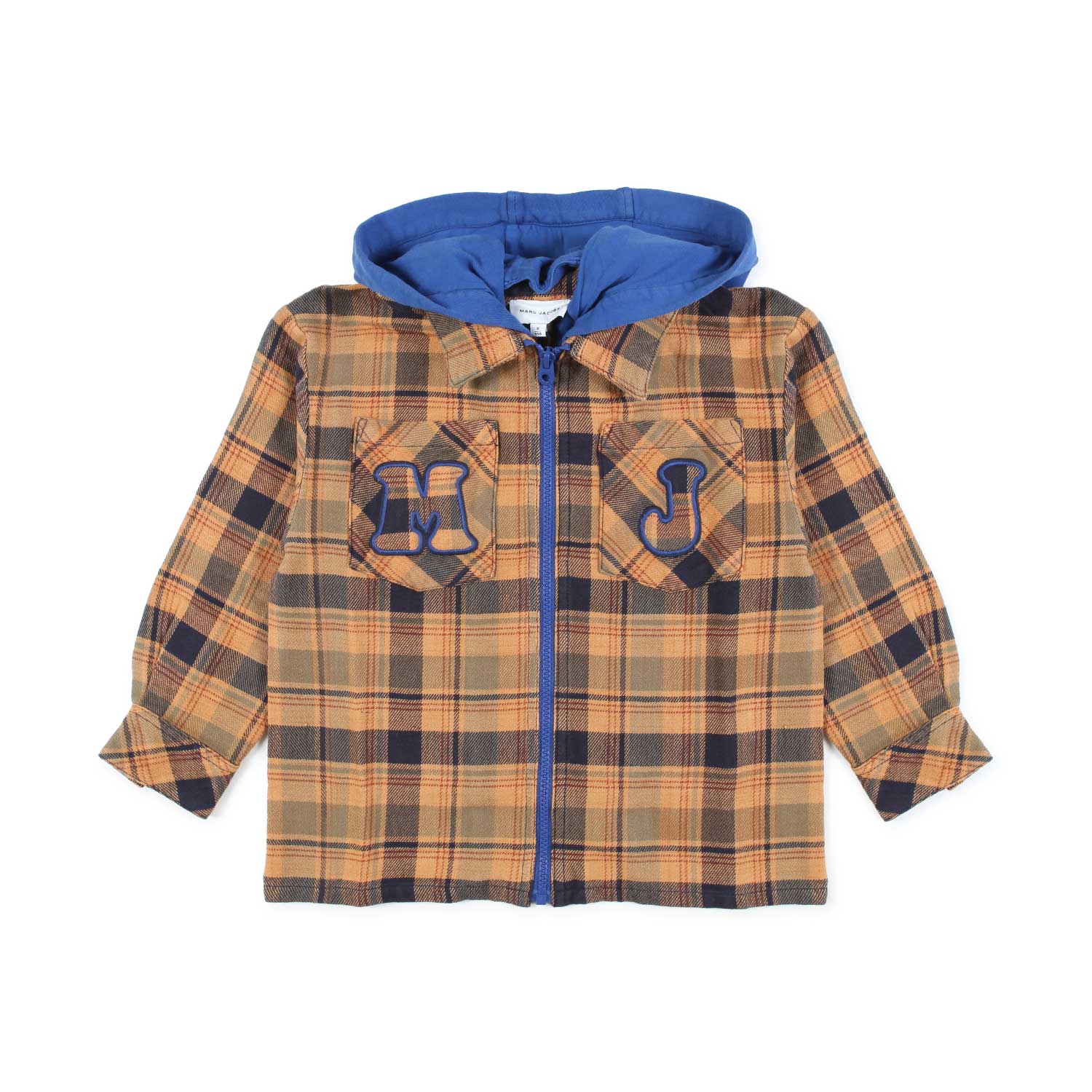 CAMICIA OCRA TARTAN CON CAPPUCCIO AZZURRO BAMBINO - annameglio.com abbigliamento moda