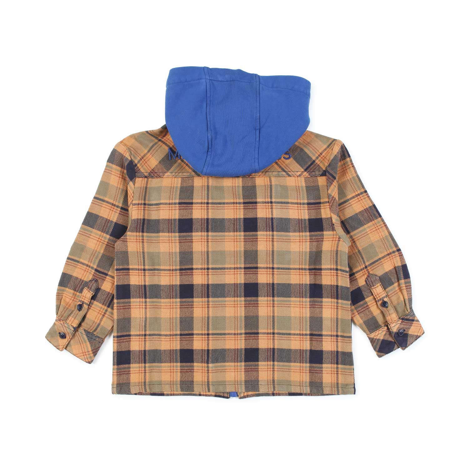 CAMICIA OCRA TARTAN CON CAPPUCCIO AZZURRO BAMBINO - annameglio.com abbigliamento moda