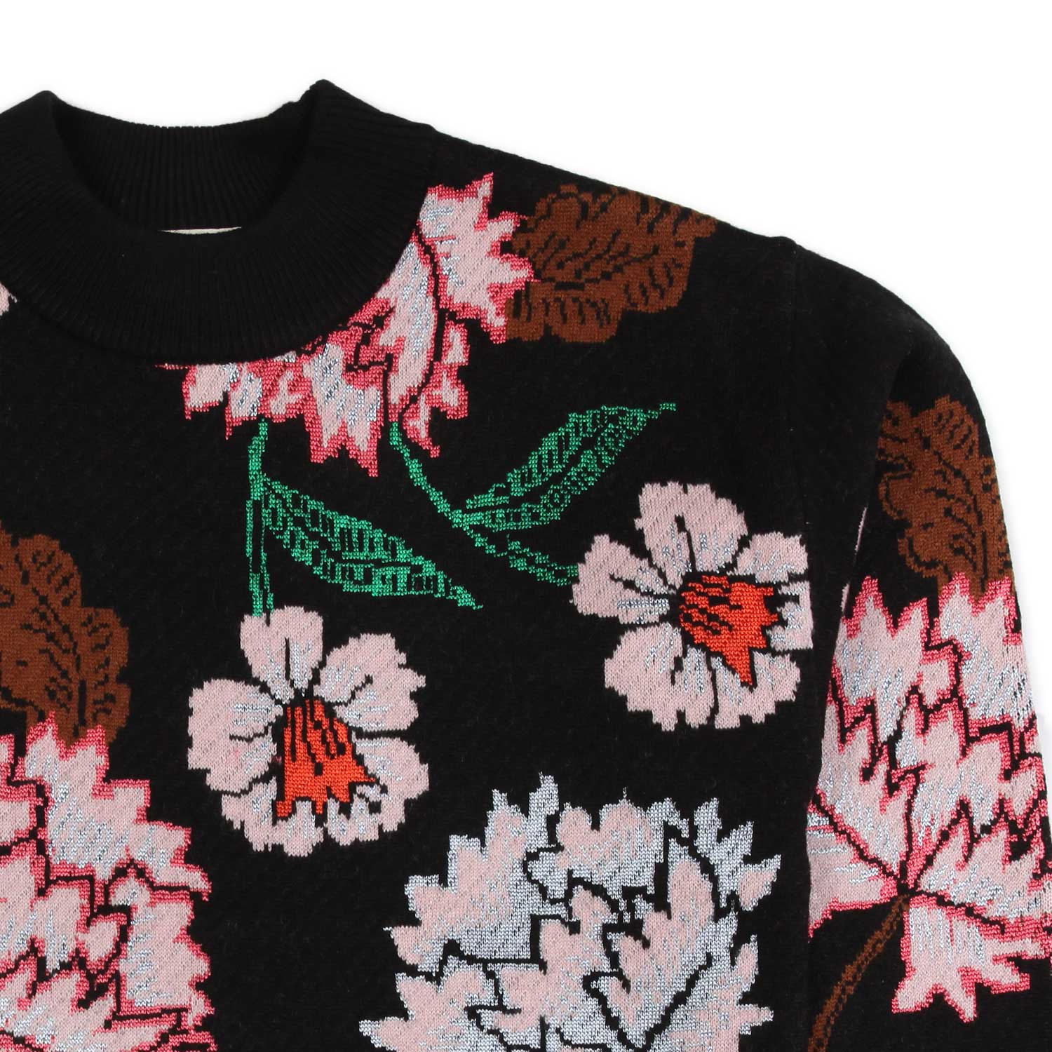 MAGLIONE NERO CON FIORI JACQUARD MULTICOLOR - annameglio.com abbigliamento moda