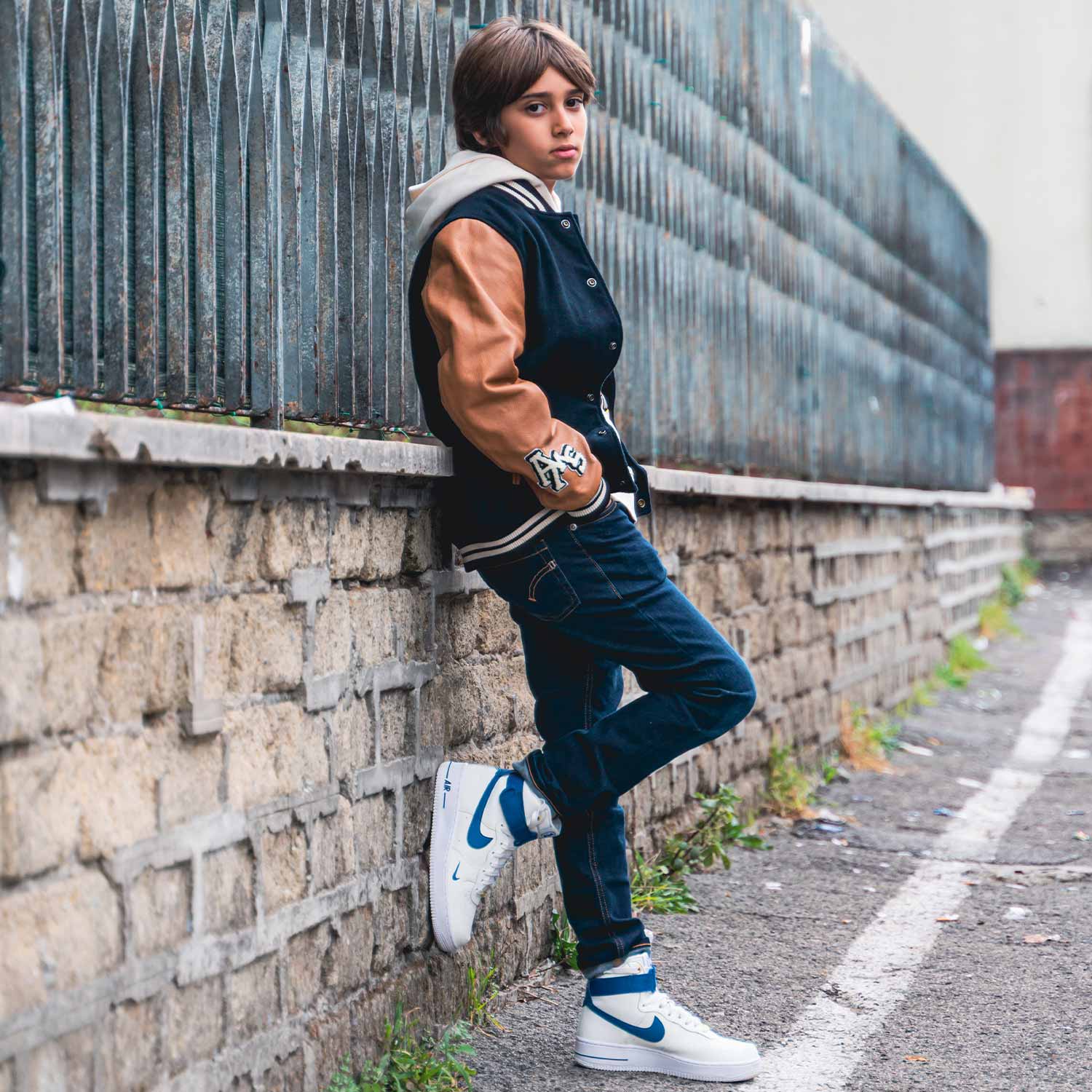 GIUBBOTTO VARSITY UNISEX BLU NAVY E CARAMELLO - annameglio.com abbigliamento moda