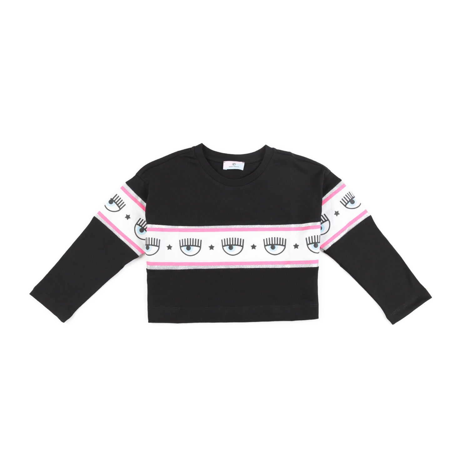 T-SHIRT MAXI LOGOMANIA NERA A MANICA LUNGA - annameglio.com abbigliamento moda