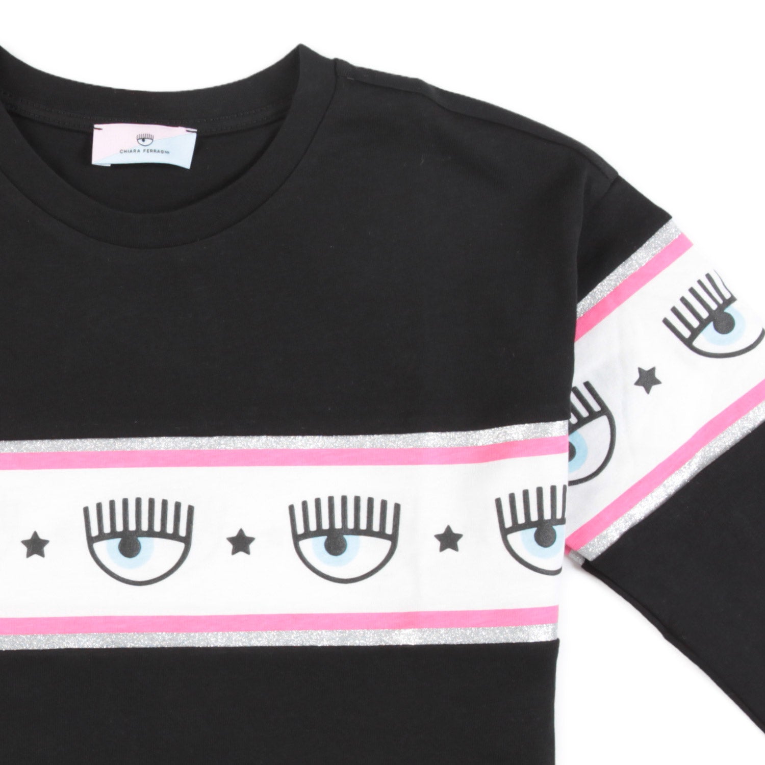 T-SHIRT MAXI LOGOMANIA NERA A MANICA LUNGA - annameglio.com abbigliamento moda