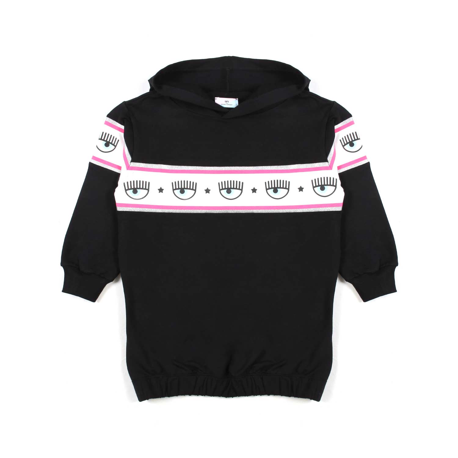 ABITO HOODIE LOGOMANIA NERO IN FELPA BAMBINA - annameglio.com abbigliamento moda