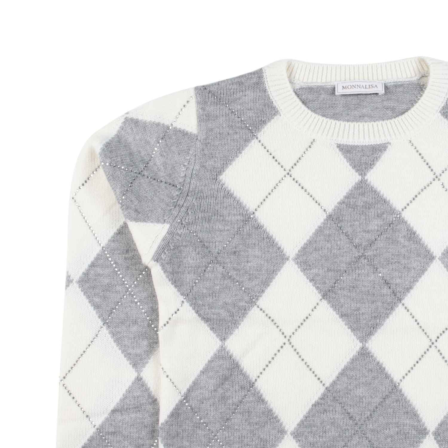 PULLOVER PANNA E GRIGIO A ROMBI - annameglio.com abbigliamento moda