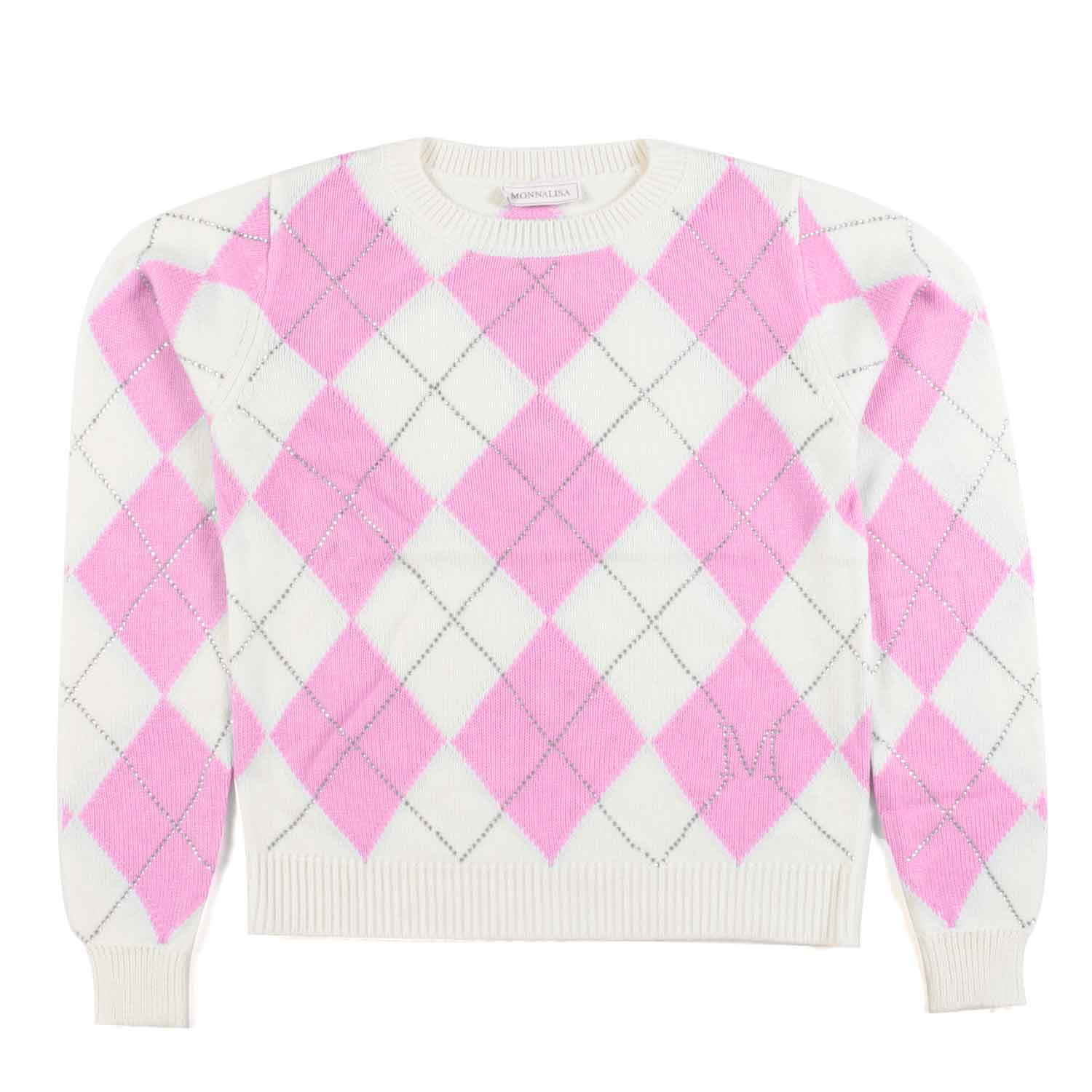 PULLOVER PANNA E ROSA A ROMBI - annameglio.com abbigliamento moda