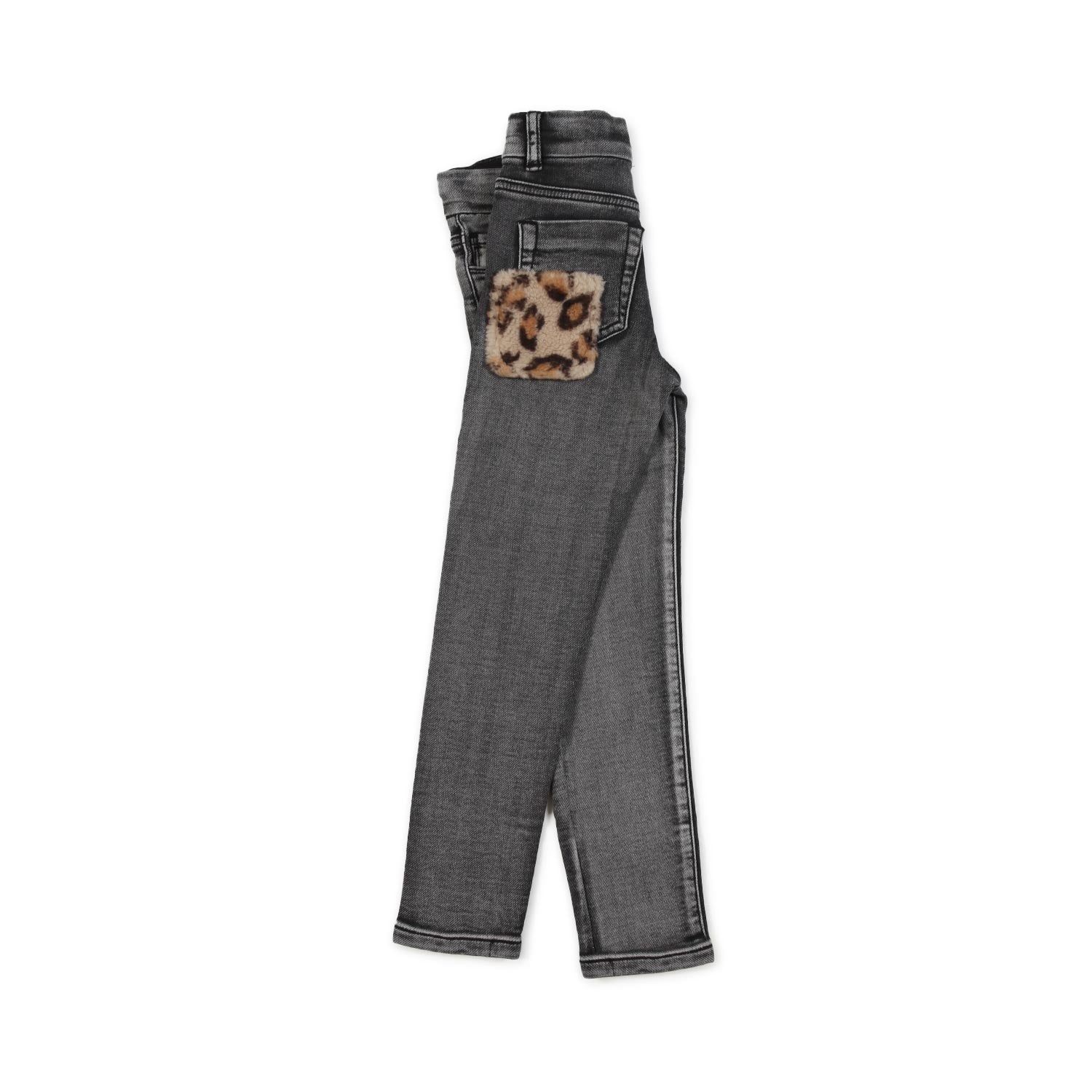 JEANS NERI BAMBINA CON DETTAGLIO ANIMALIER - annameglio.com abbigliamento moda