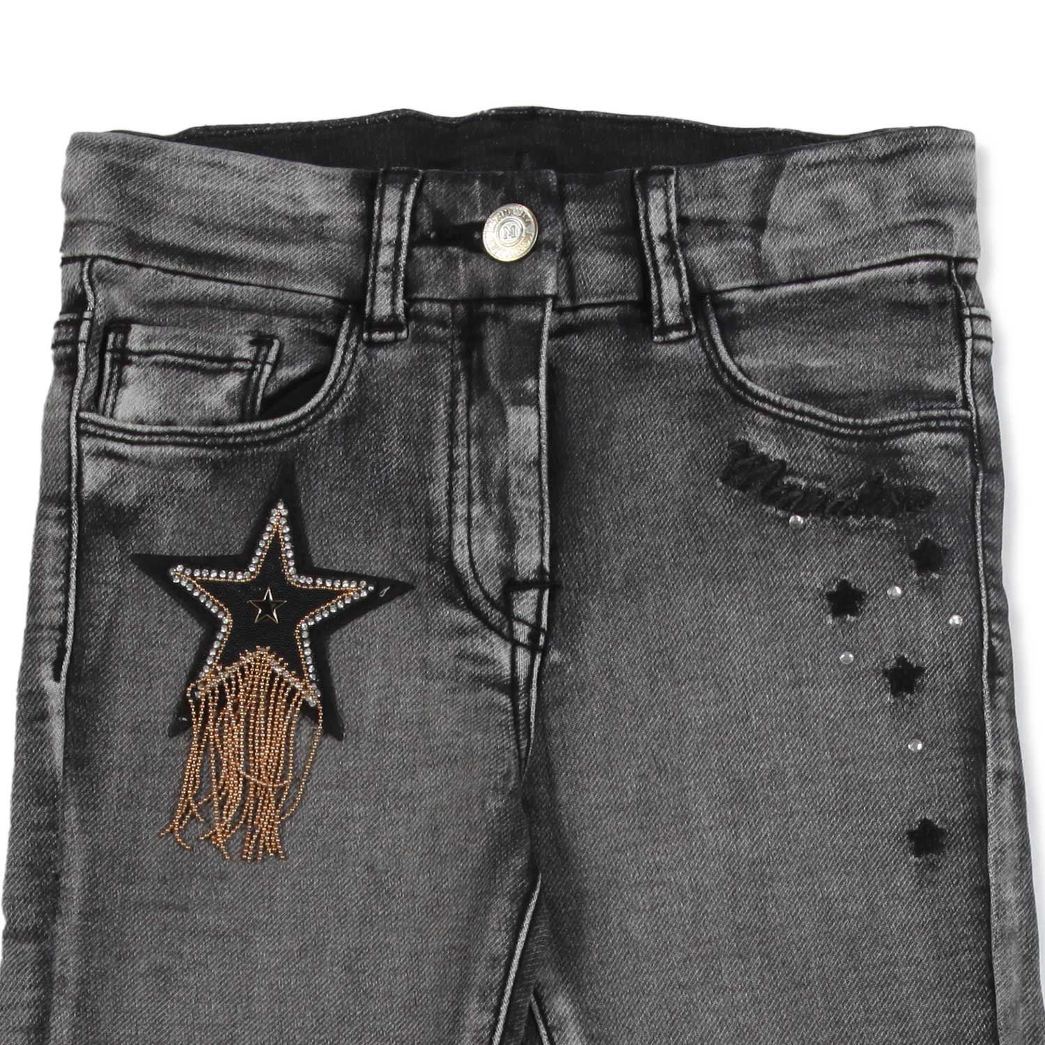 JEANS NERI BAMBINA CON DETTAGLIO ANIMALIER - annameglio.com abbigliamento moda