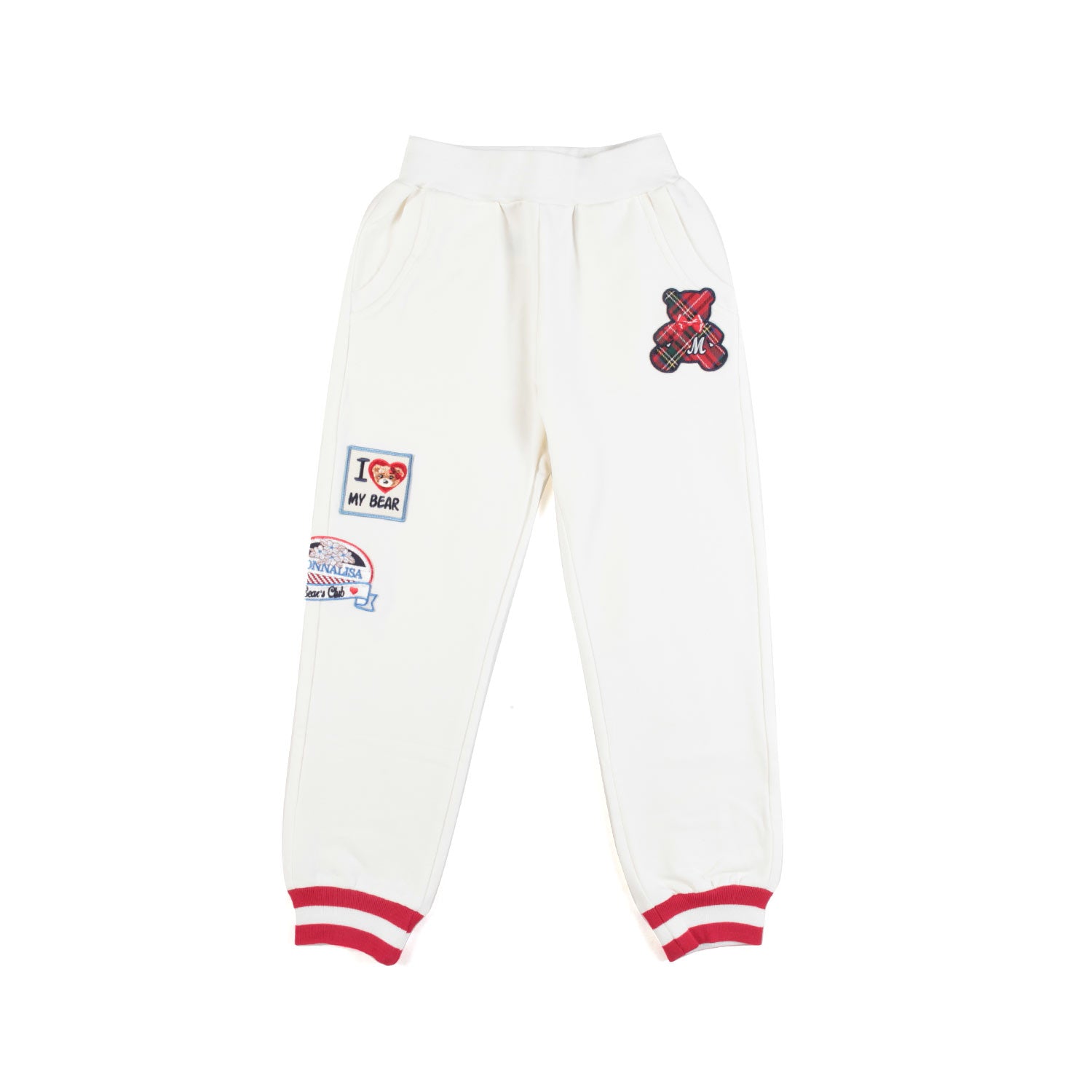 PANTALONE JOGGER BIANCO PANNA CON PATCH COLORATE - annameglio.com abbigliamento moda