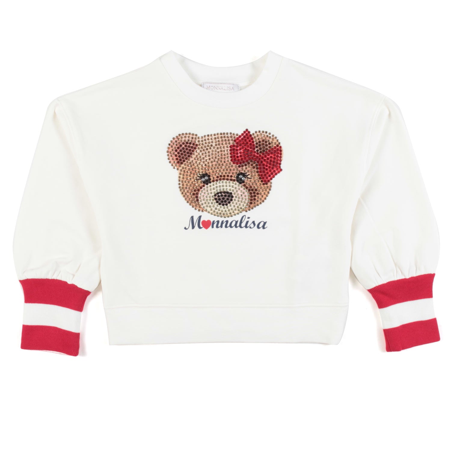 FELPA BIANCO PANNA CON ORSACCHIOTTA BAMBINA - annameglio.com abbigliamento moda