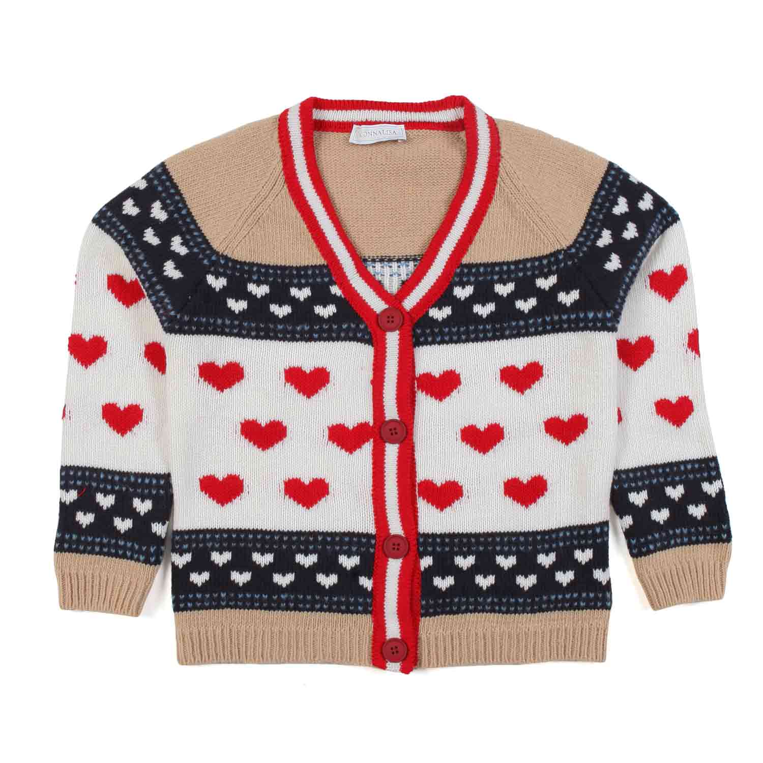 CARDIGAN BEIGE E MULTICOLOR BAMBINA - annameglio.com abbigliamento moda