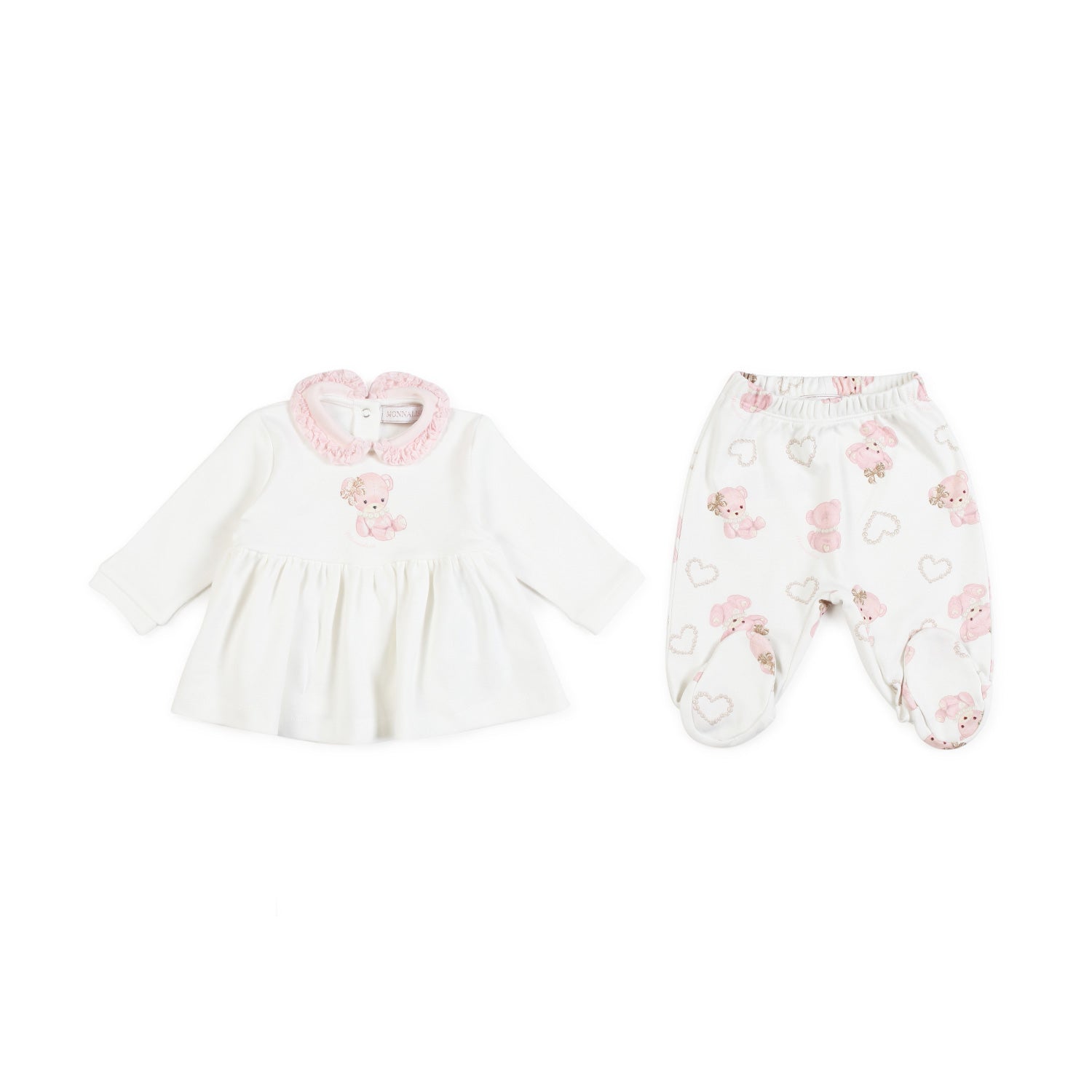 TUTINA 2 PEZZI BIANCA E ROSA NEONATA - annameglio.com abbigliamento moda