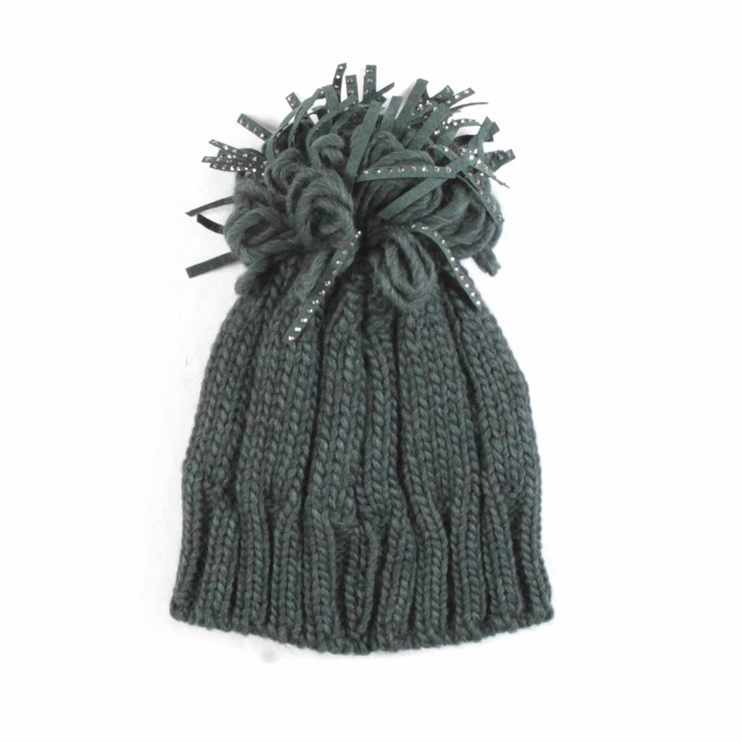 CAPPELLO VERDE MALVA CON FRANGE E BORCHIE - annameglio.com abbigliamento moda