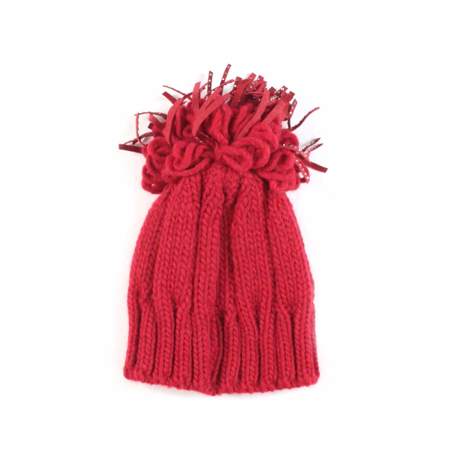 CAPPELLO ROSSO RUBINO CON FRANGE E BORCHIE - annameglio.com abbigliamento moda