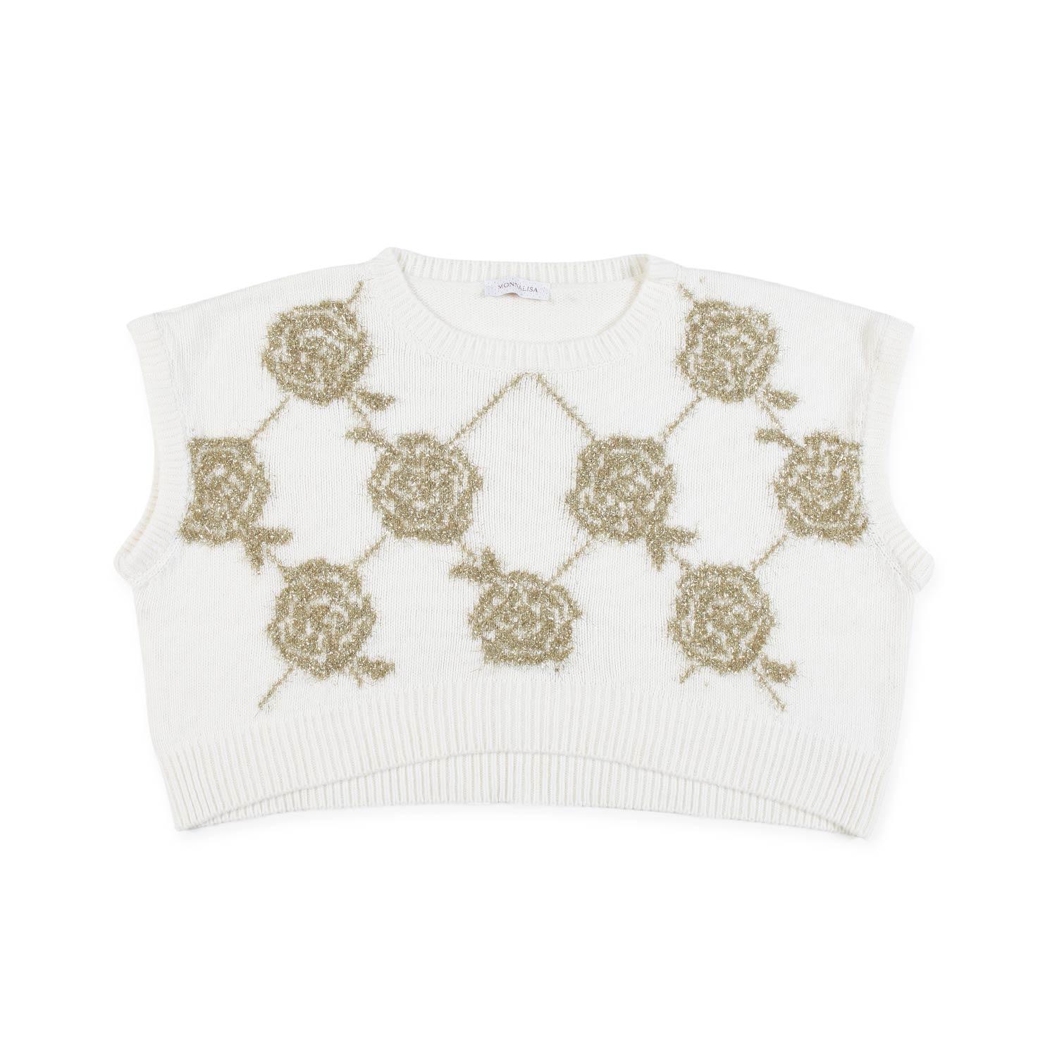 GILET CROPPED DI LANA BIANCO LATTE E ORO - annameglio.com abbigliamento moda